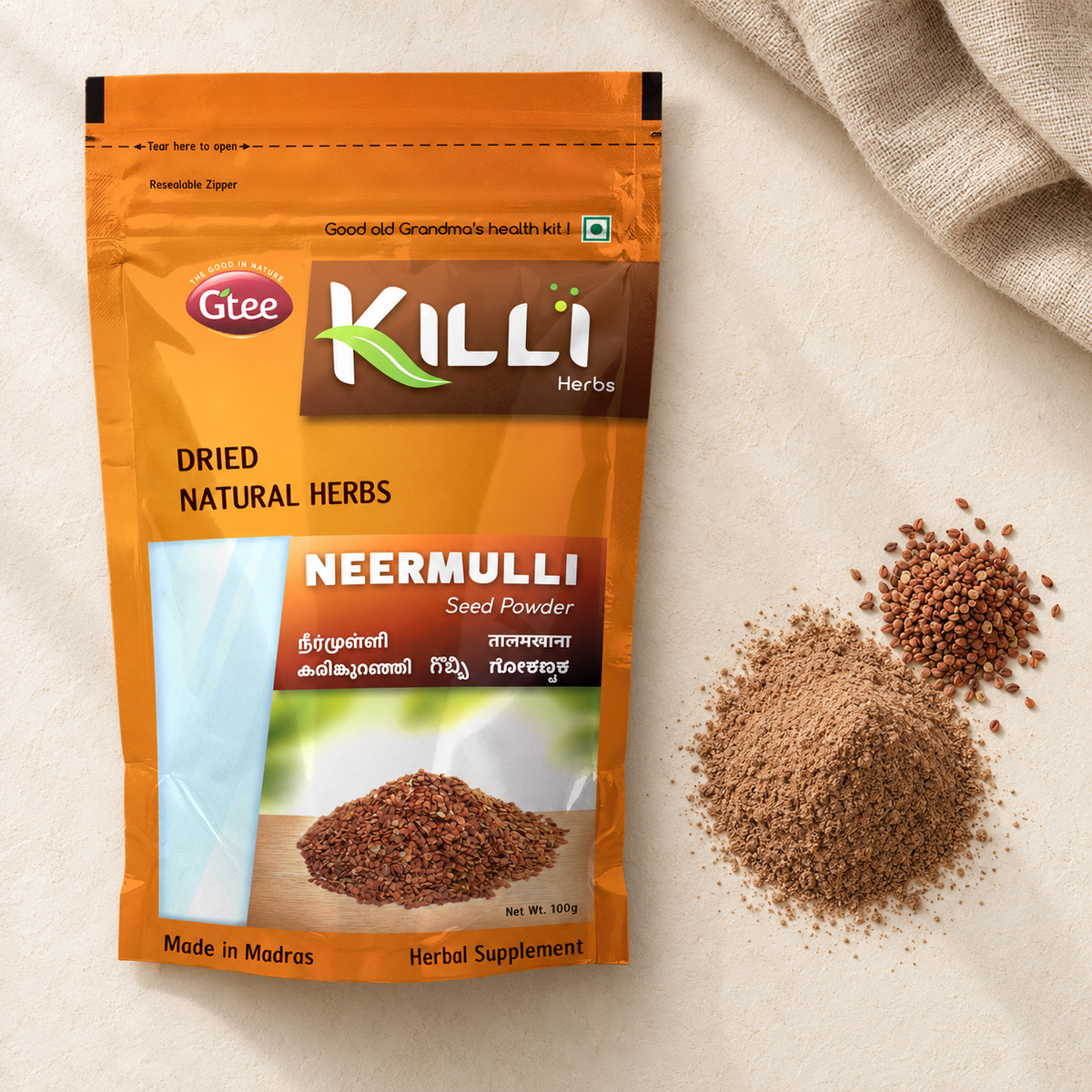 KILLI Neermulli | Marsh Barbel | Hygrophila auriculata | Kokilaksha Seed Powder, 100g | A Traditional Seed Ritual