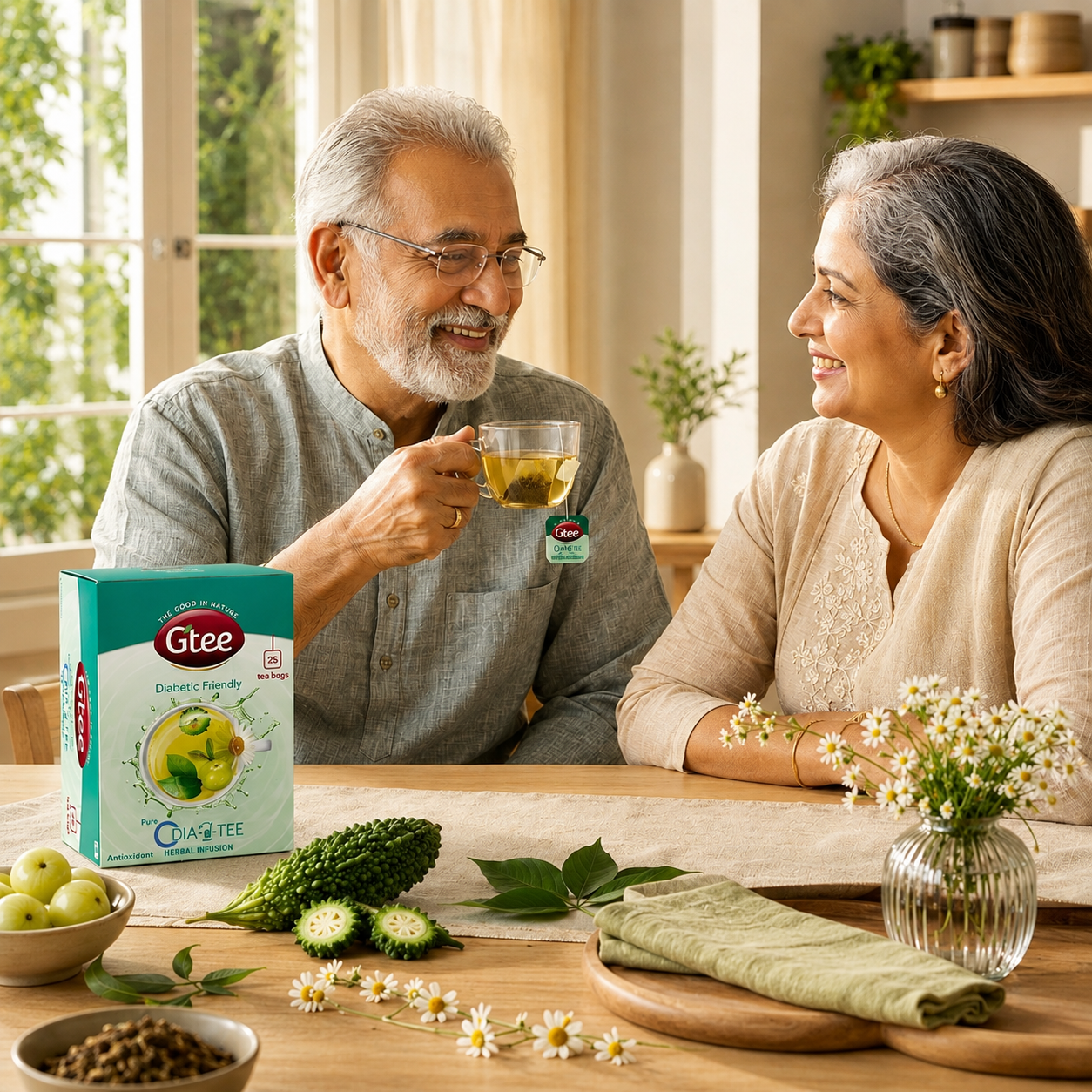 GTEE Dia-g-Tee | Gymnema, Bitter Gourd, Green Tea & Chamomile Blend | A Diabetic-Friendly, Bitter-Herb Ritual