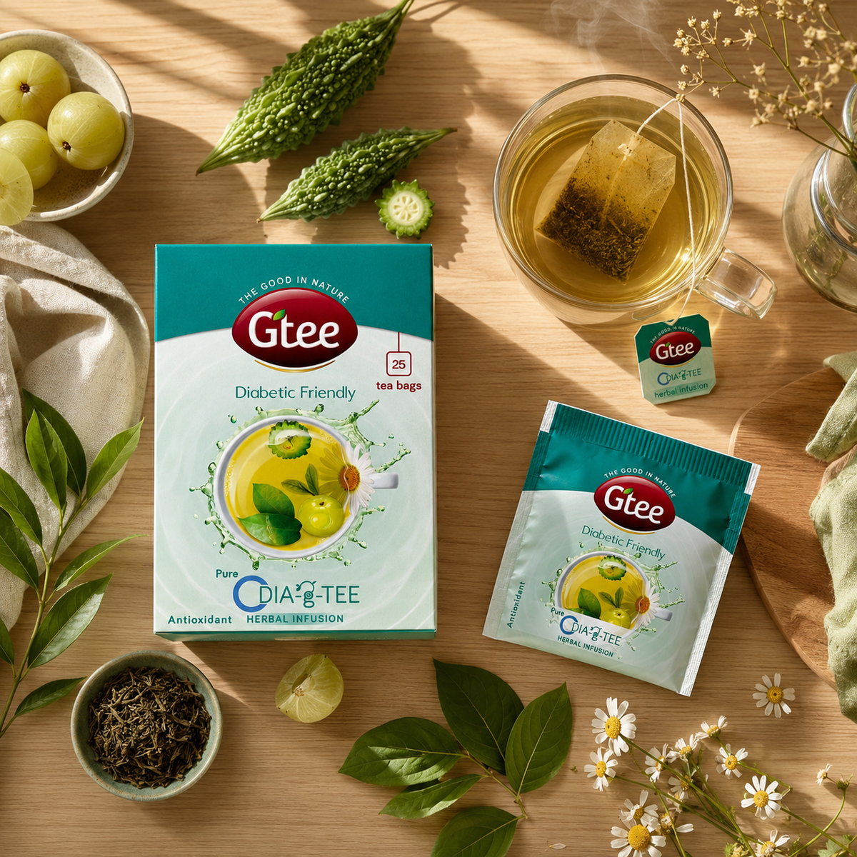 GTEE Dia-g-Tee | Gymnema, Bitter Gourd, Green Tea & Chamomile Blend | A Diabetic-Friendly, Bitter-Herb Ritual