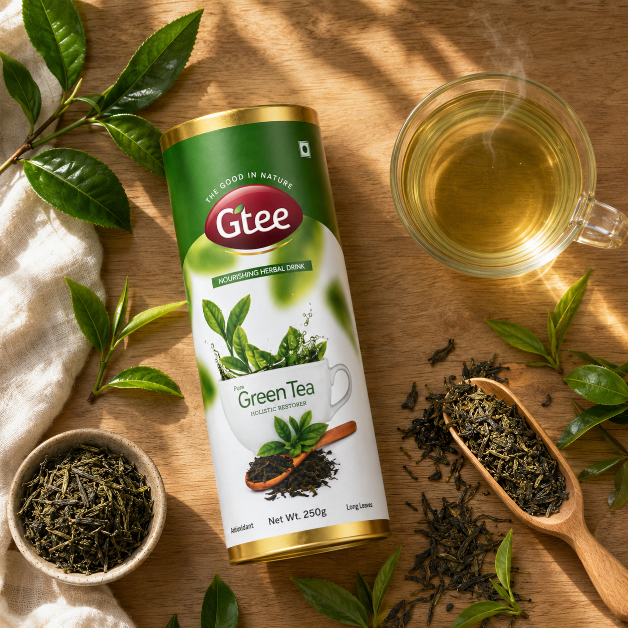 GTEE Green Tea Leaves Can, 100g | Pure Loose Leaf Green Tea | A Holistic Restorer for Every Day