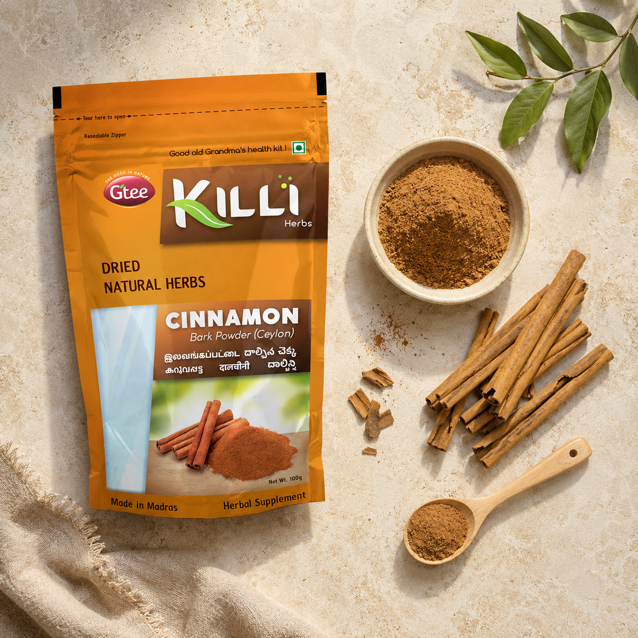 Killi Ceylon Cinnamon | Dalchini | Lavanga Pattai | Patta Bark Powder Pure Ceylon Warmth