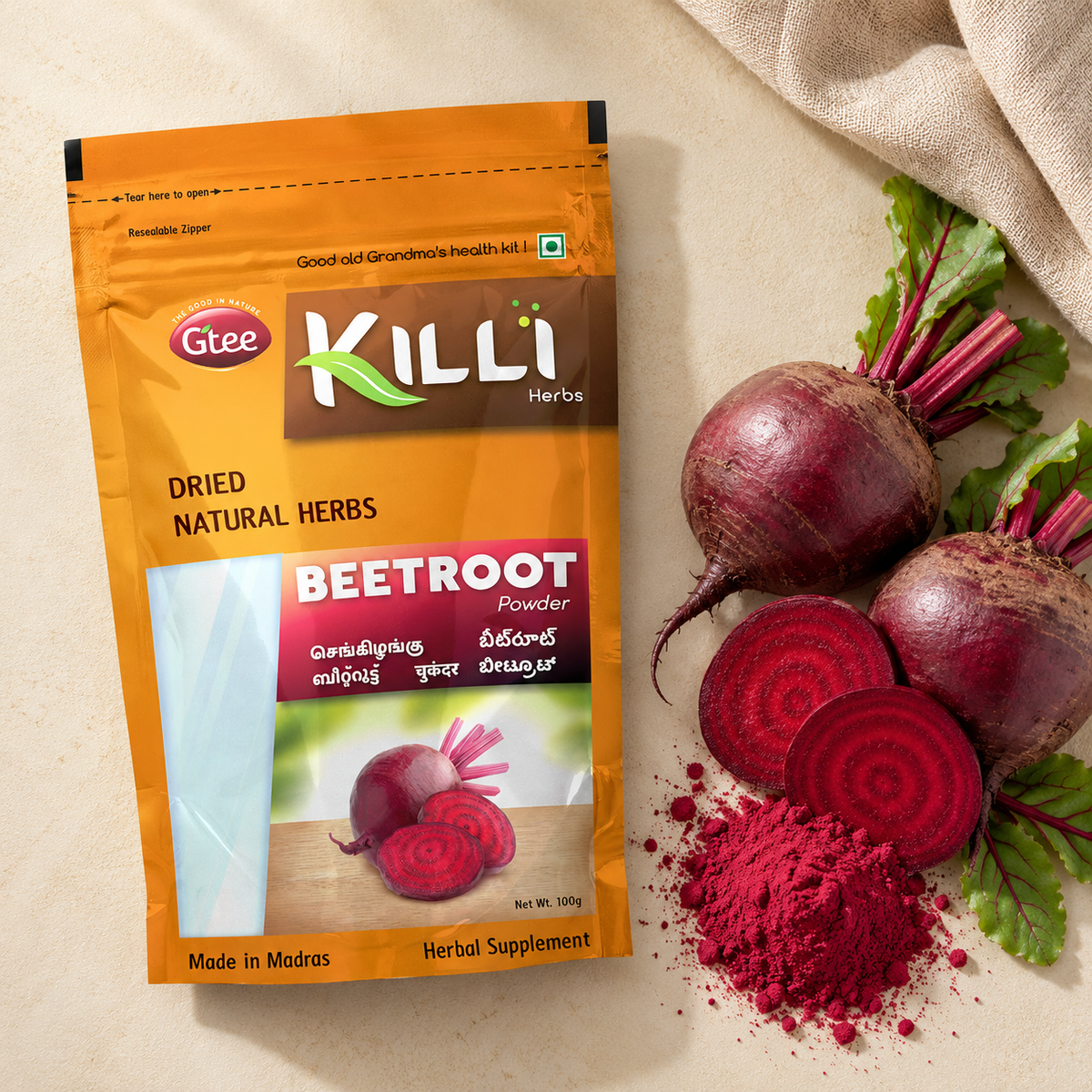 KILLI Beetroot | Beta vulgaris | Chukandar Powder, 100g | A Nutrient-Rich Everyday Ritual