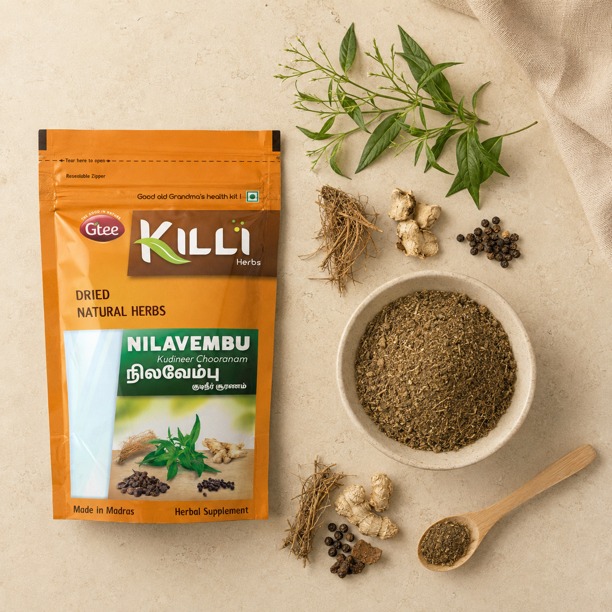 Killi Nilavembu Kudineer Chooranam | A Traditional Siddha Formula for Fever Season