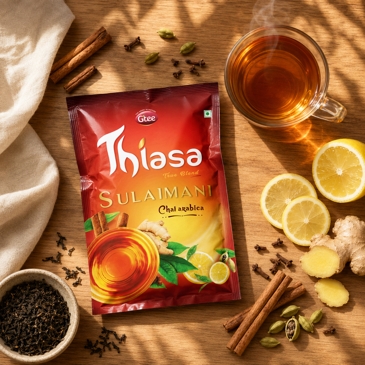 THIASA Sulaimani Chai, 50g | Spiced Black Tea with Lemon | An Aromatic Brew for Any Hour