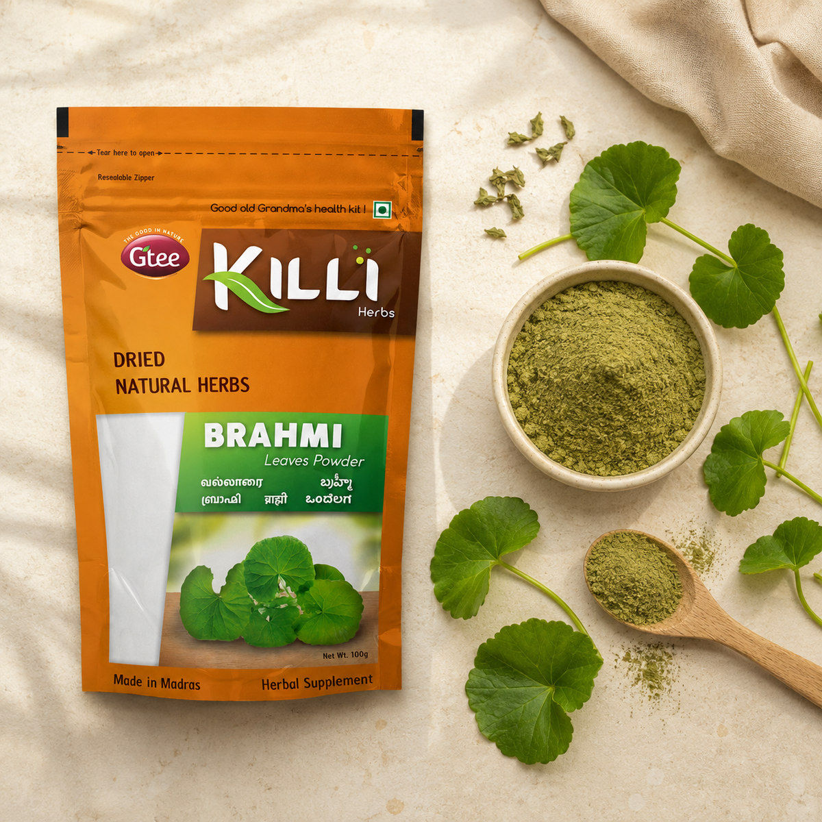 Killi Brahmi | Vallarai | Muthil | Ondelaga Leaves Powder: Memory's Traditional Ally