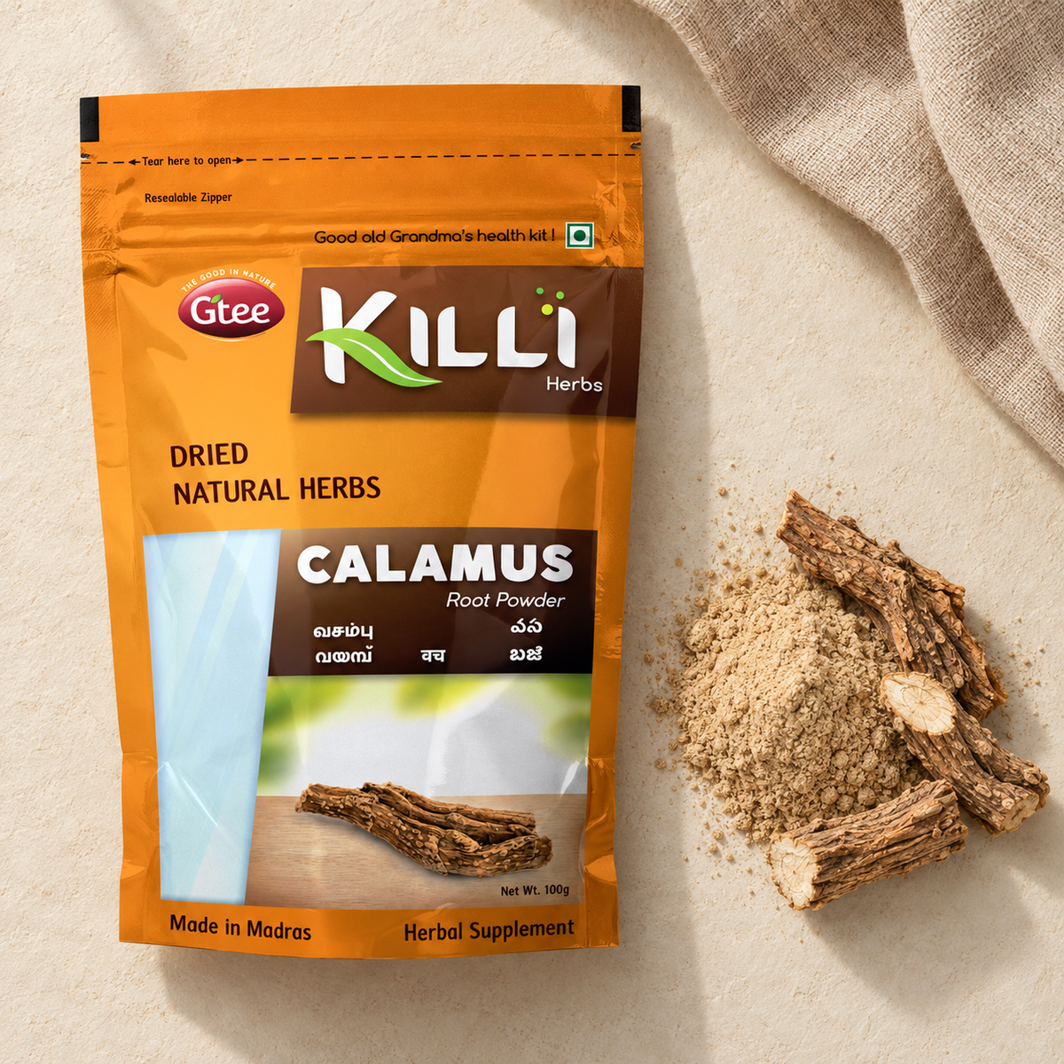 KILLI Calamus | Vasambu | Vach | Vayambu | Vasa | Baje Root Powder, 100g | A Traditional Root Ritual, Rooted in Ayurveda