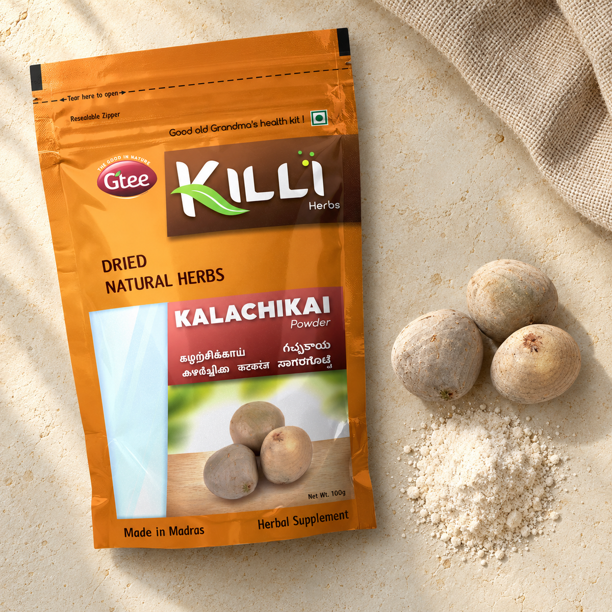 KILLI Fever Nut | Kalachikai | Kantkarej | Kalanchi | Gachakaya | Gajikekayi Powder, 100g | A Traditional Household Herb