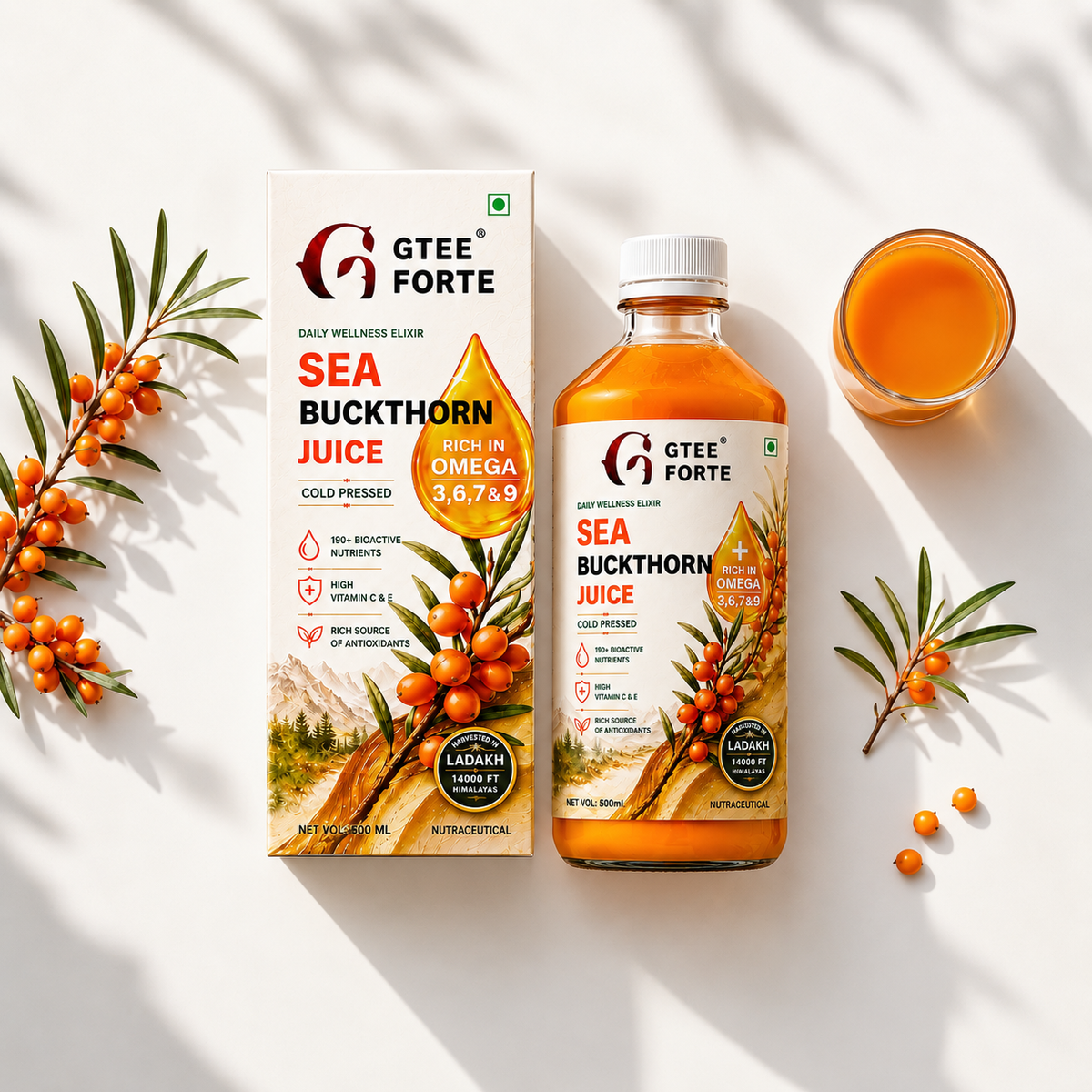 GTEE Forte Sea Buckthorn Juice | Himalayan Wellness Elixir | Nature's Omega Nutrition, in Its Purest Form