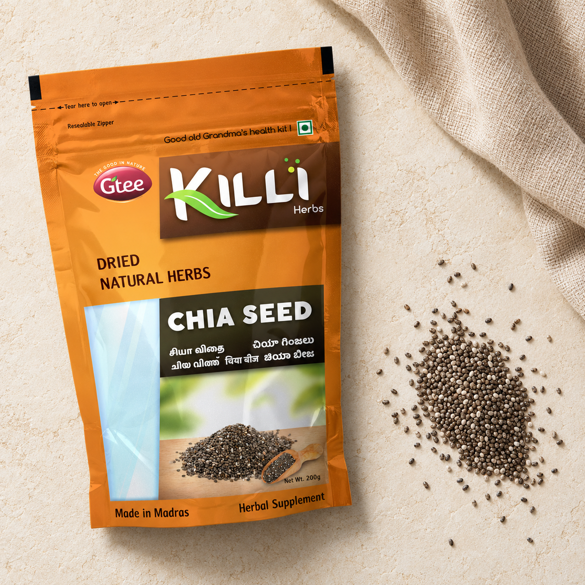 KILLI Chia Seed, 200g | A Nutrient-Dense Everyday Addition