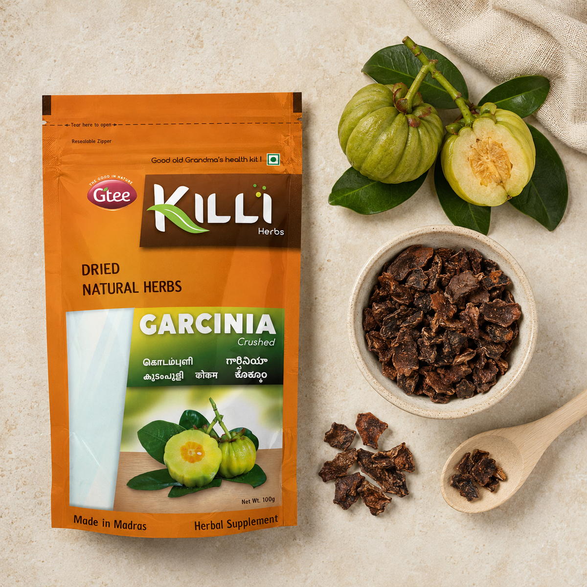 Killi Garcinia Crushed | Kudampuli | A Traditional Ally for Weight Management, 100g