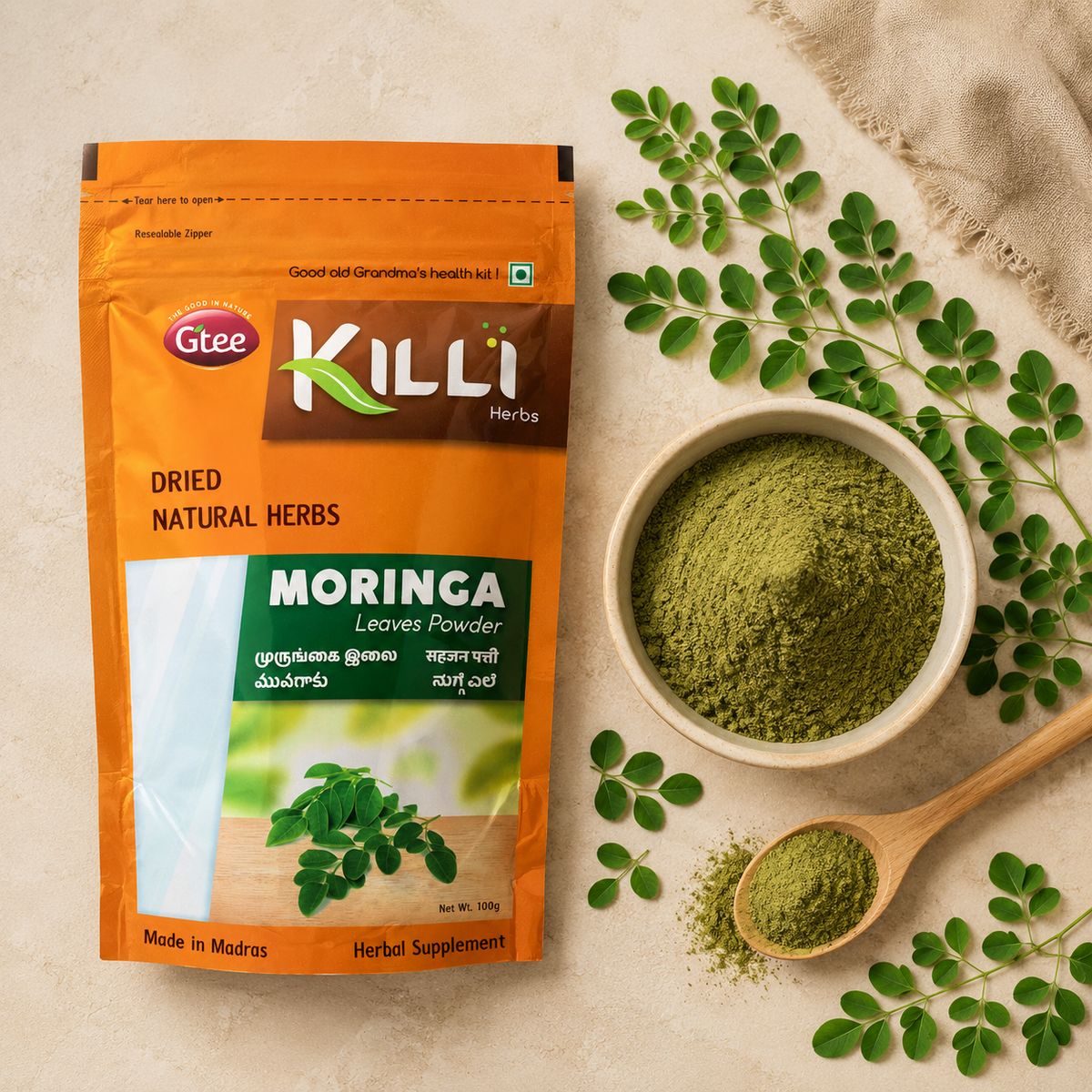 Killi Moringa | Drumstick | Murungai | Sahajan | Munagaku | Nugge Leaves Powder Nature's Nutrient Powerhouse