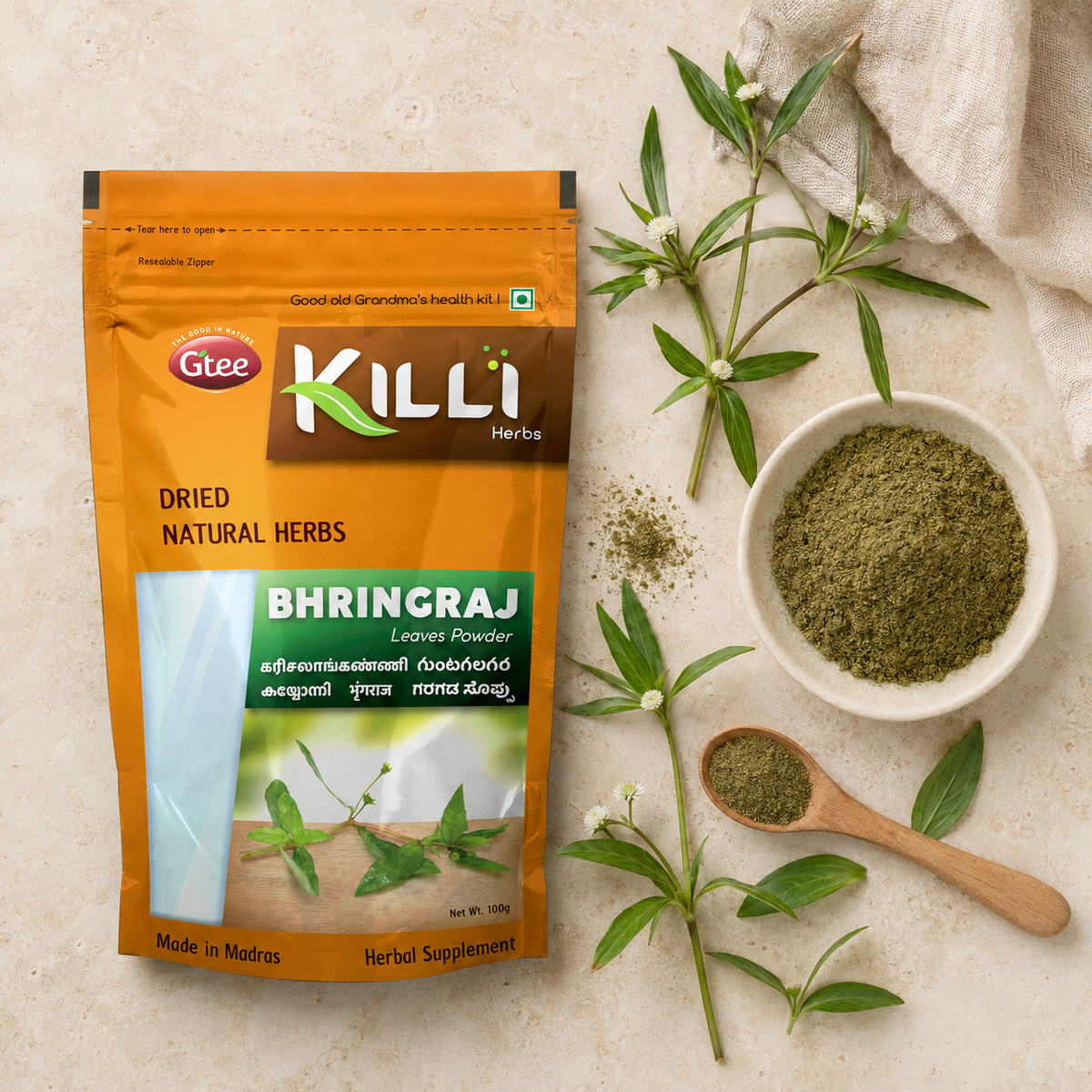 Killi Bhringraj | Karisalankanni | Kayyonni | Guntagalagara | Garugadagida Leaves Powder Liver & Hair's Old Friend