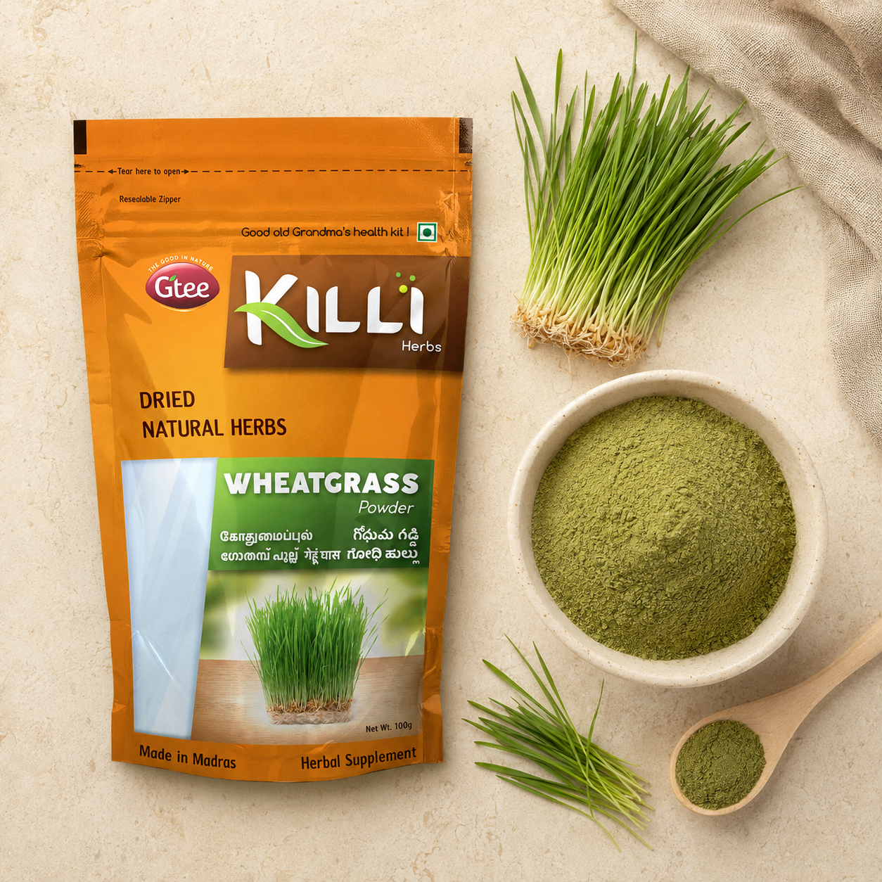 Killi Wheatgrass Powder | A Shot of Green Straight From the Farm