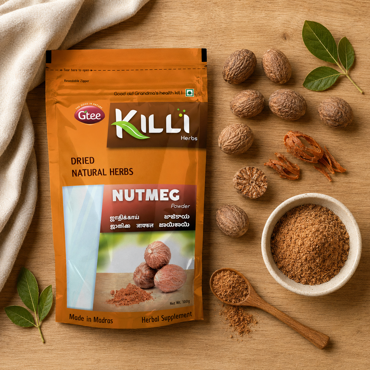 Killi Nutmeg | Jathikkai Powder | Traditional Calm & Vitality Spice