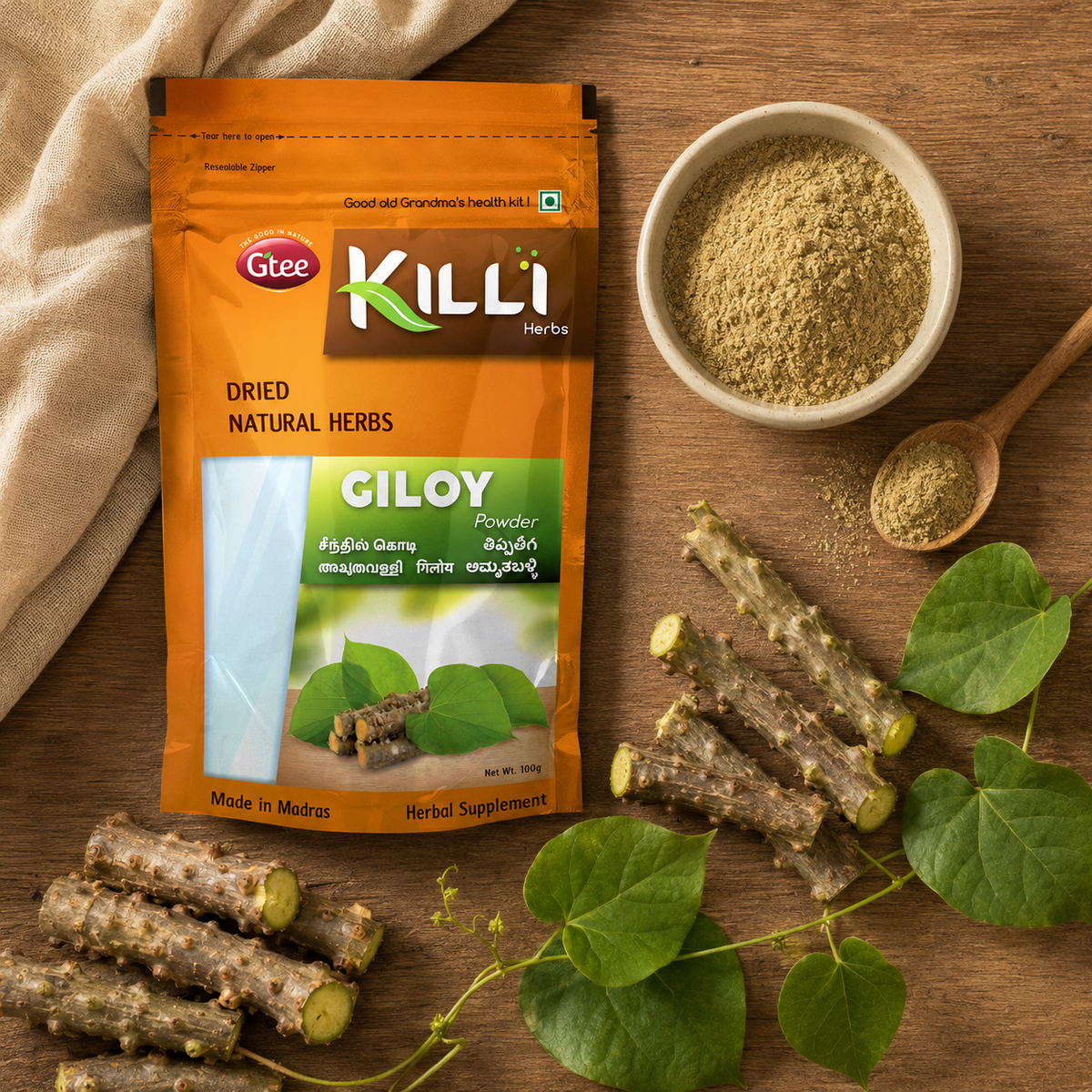 Killi Guduchi | Giloy Powder | Traditional Immunity Tonic
