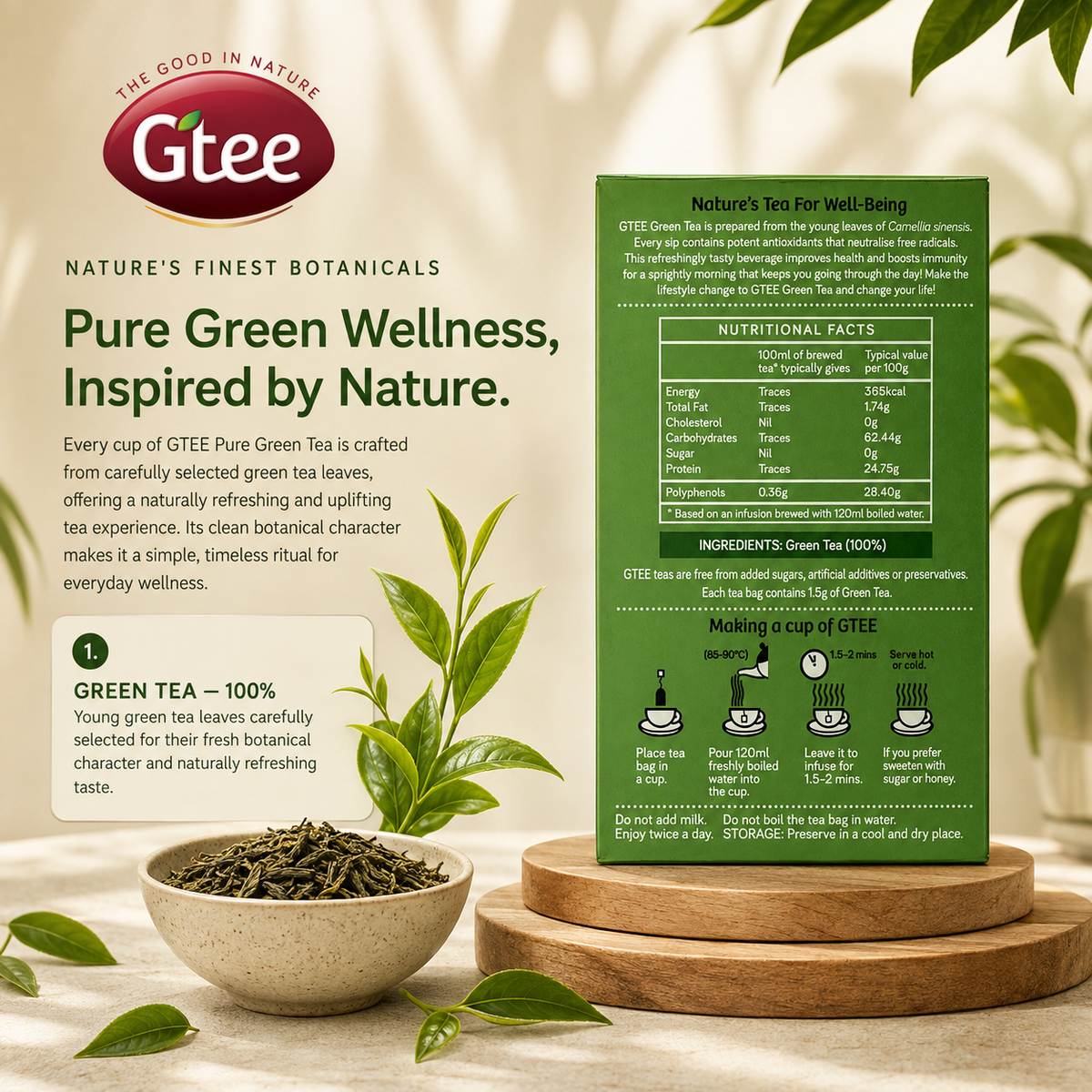GTEE Green Tea (Regular) | Pure Green Tea | A Holistic Restorer for Every Day
