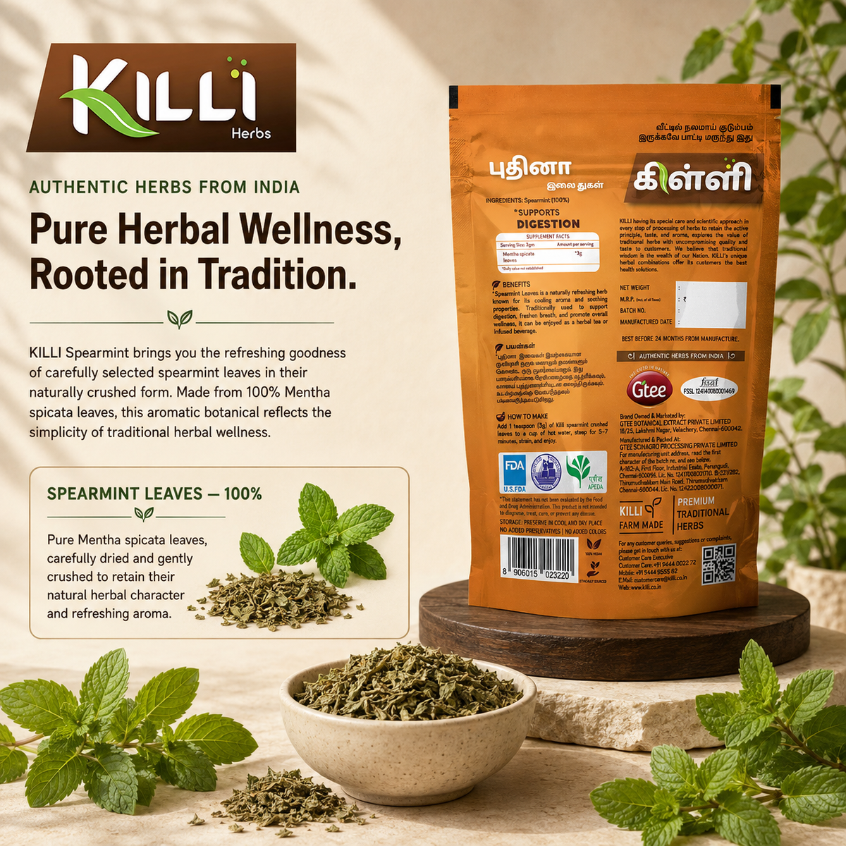 Spearmint Crushed Leaves | Killi Pudina Ilai Thugal | The Cooling Cup Your Stomach Will Thank You For