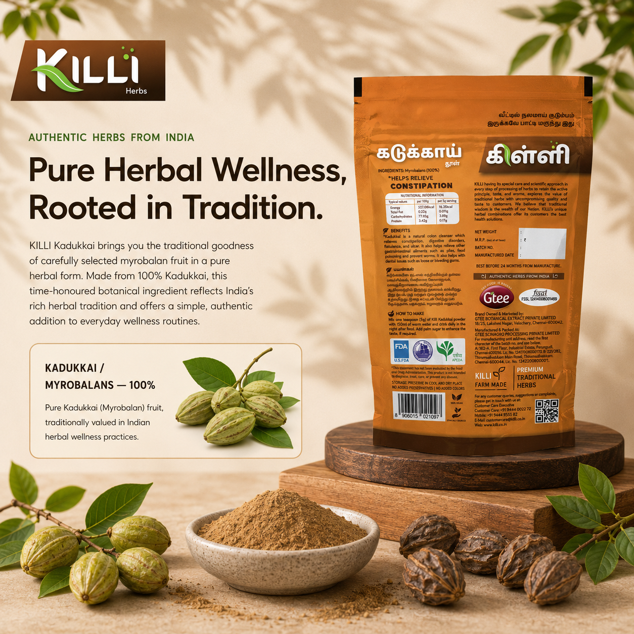 Killi Harad | Kadukkai Powder | Traditional Care for Gut Health