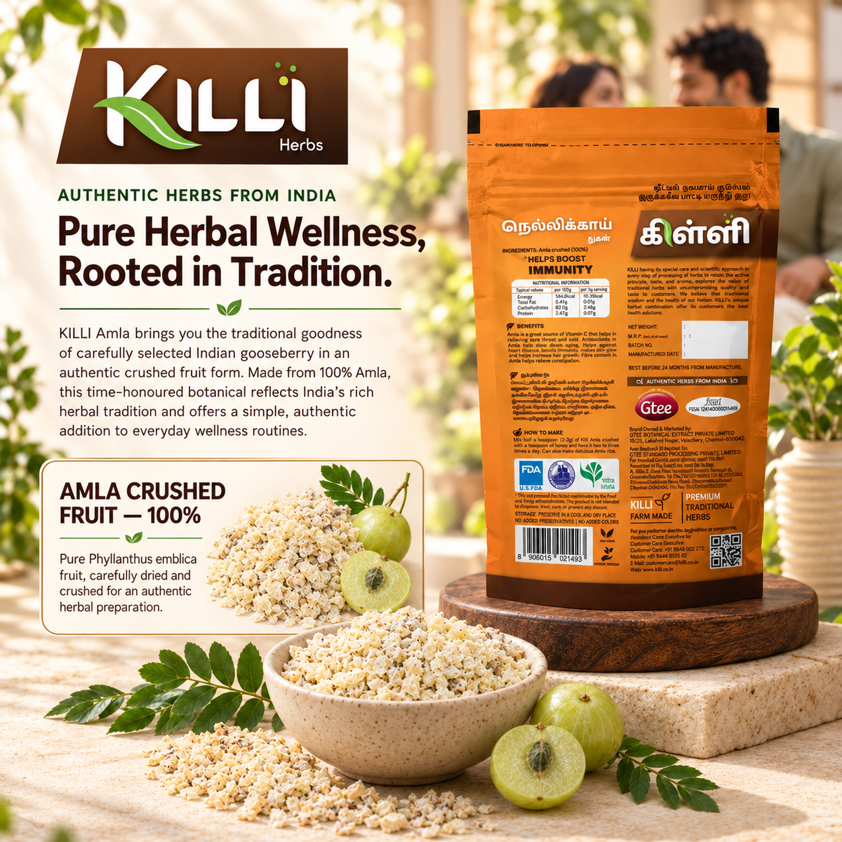 KILLI Amla | Nellikkai | Nellikka | Usirikaya Fruit Crushed, 100g | A Traditional Vitamin C Ritual