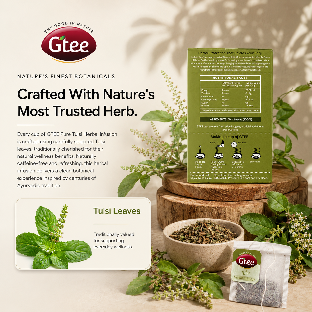 GTEE Tulsi | Pure Tulsi Leaves | A Natural Herbal Infusion, Reached for Through Generations