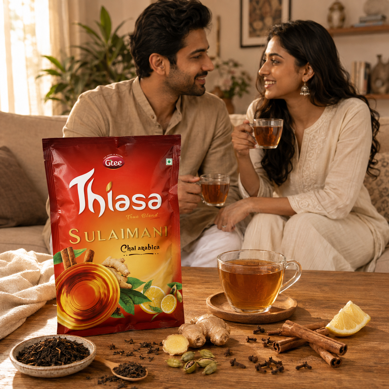 THIASA Sulaimani Chai, 50g | Spiced Black Tea with Lemon | An Aromatic Brew for Any Hour