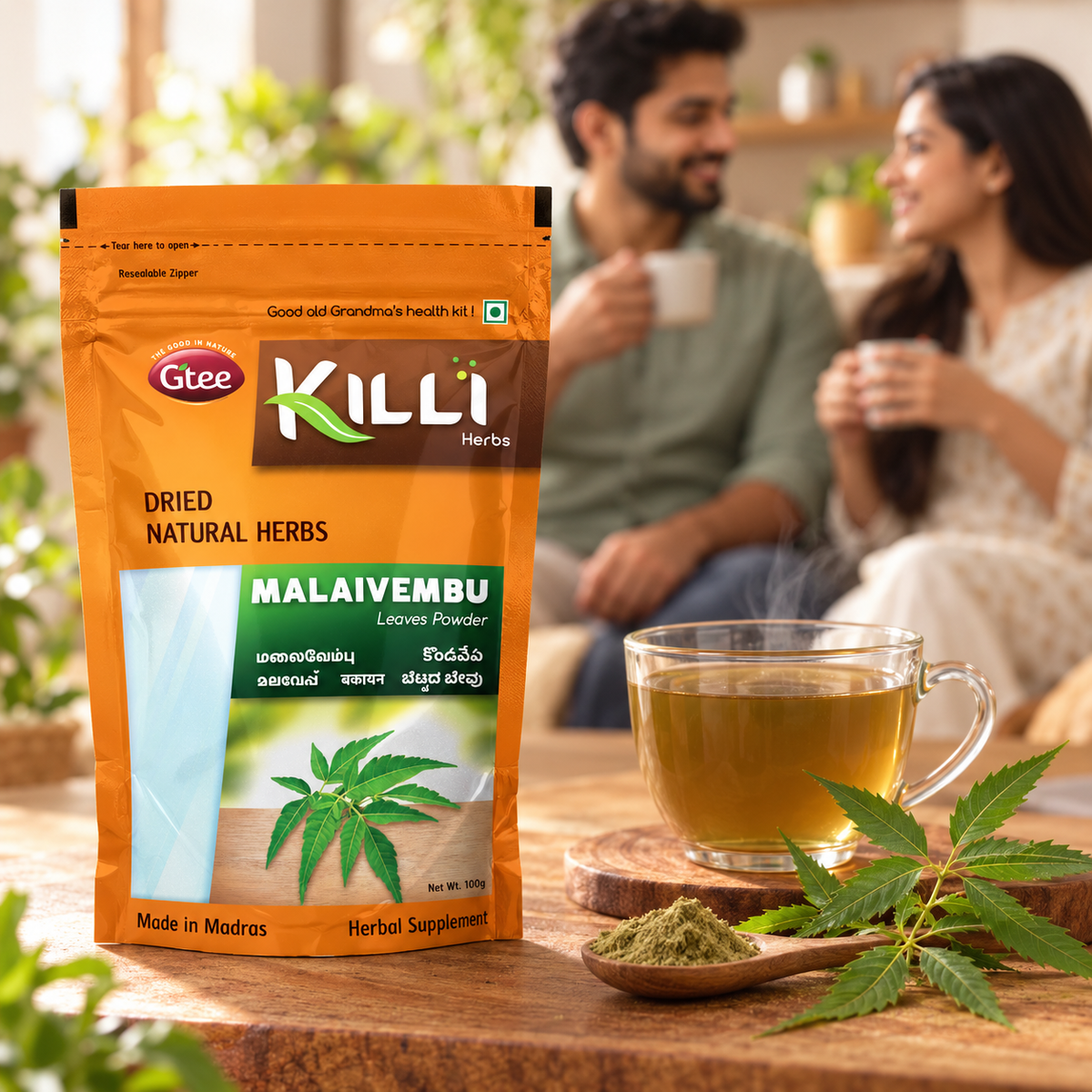 KILLI Malaivembu | Mahanim | Malabar Neem Leaves Powder, 100g | A Traditional Bitter-Herb Ritual