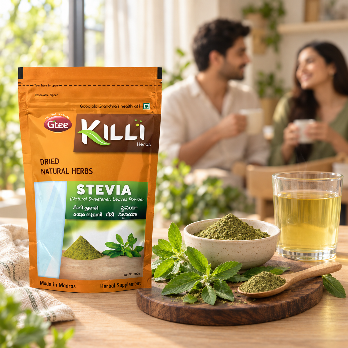 KILLI Stevia | Seeni Tulsi | Mithi | Madhura Tulasi Leaves Powder, 100g | A Naturally Sweet Leaf, Zero Sugar