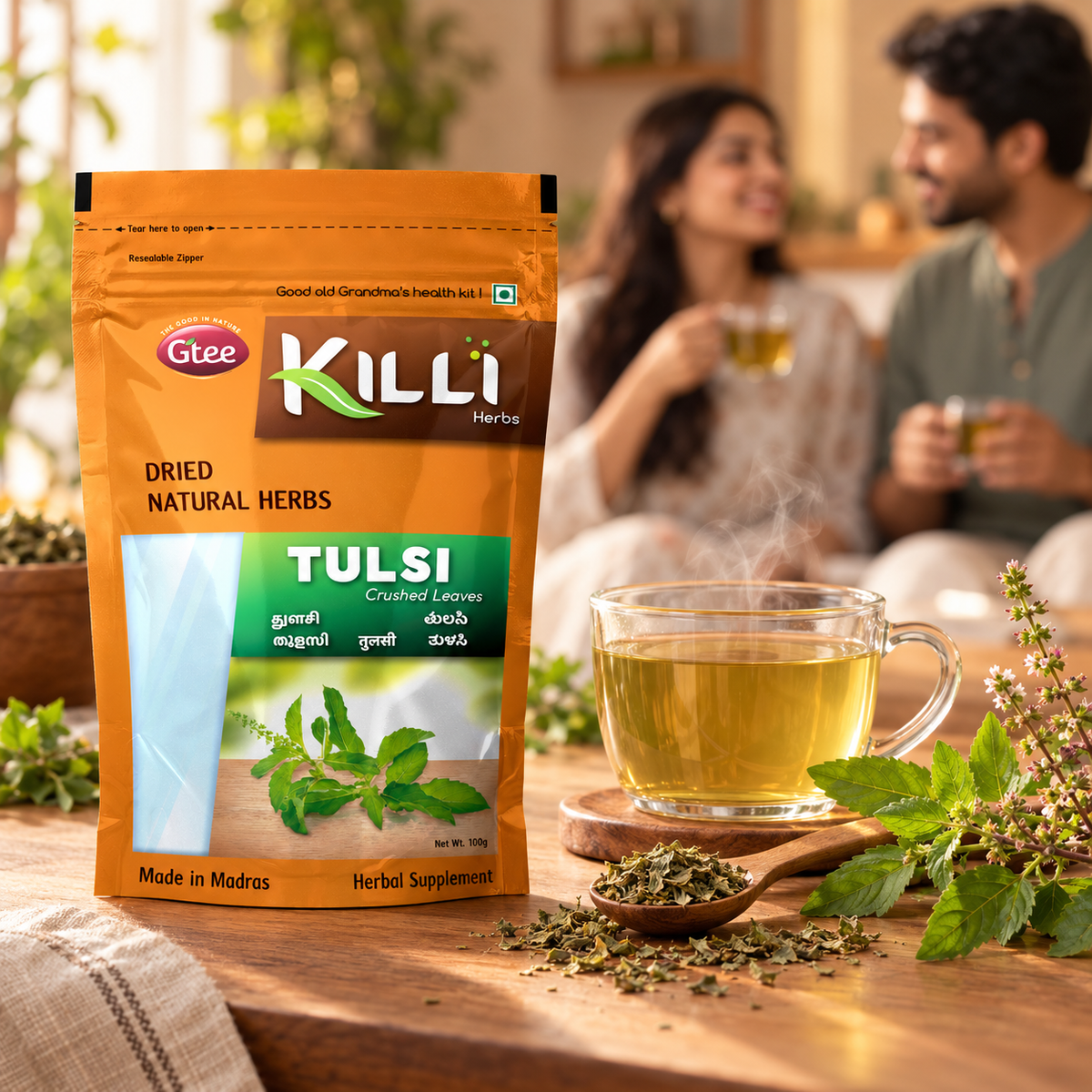 KILLI Tulsi | Holy Basil Leaves Crushed, 100g | A Household Ritual, Reached for Through Generations
