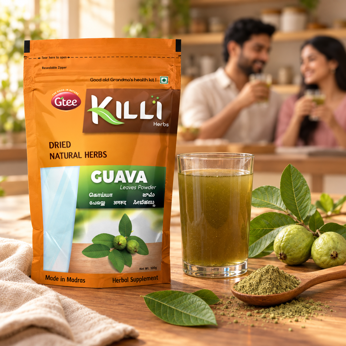 KILLI Guava Leaves Powder, 100g | Pure Guava Leaf Powder | A Traditional Herbal Infusion Ritual