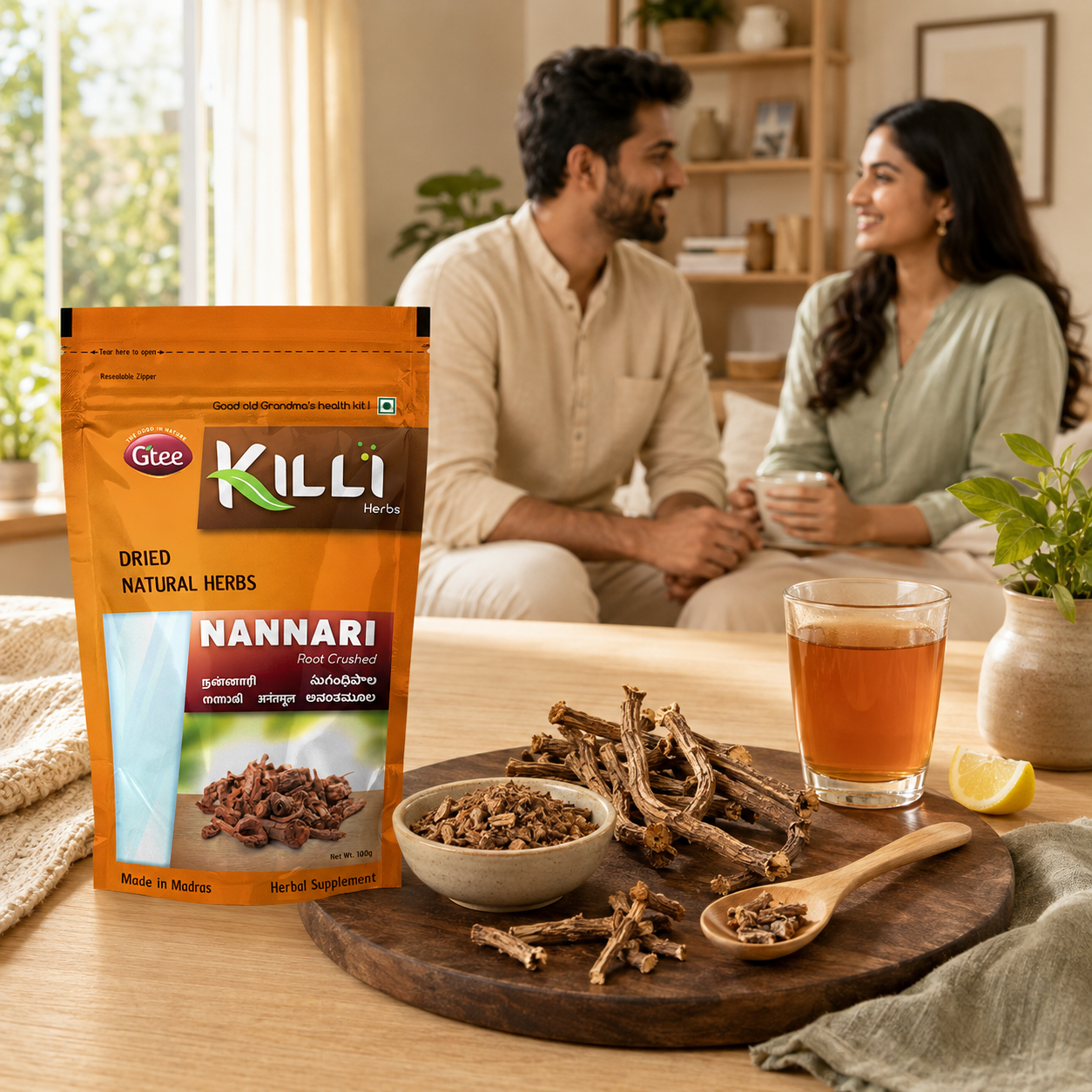 Sarsaparilla Root Crushed | Killi Nannari | A Summer Cooling Tradition, 100g