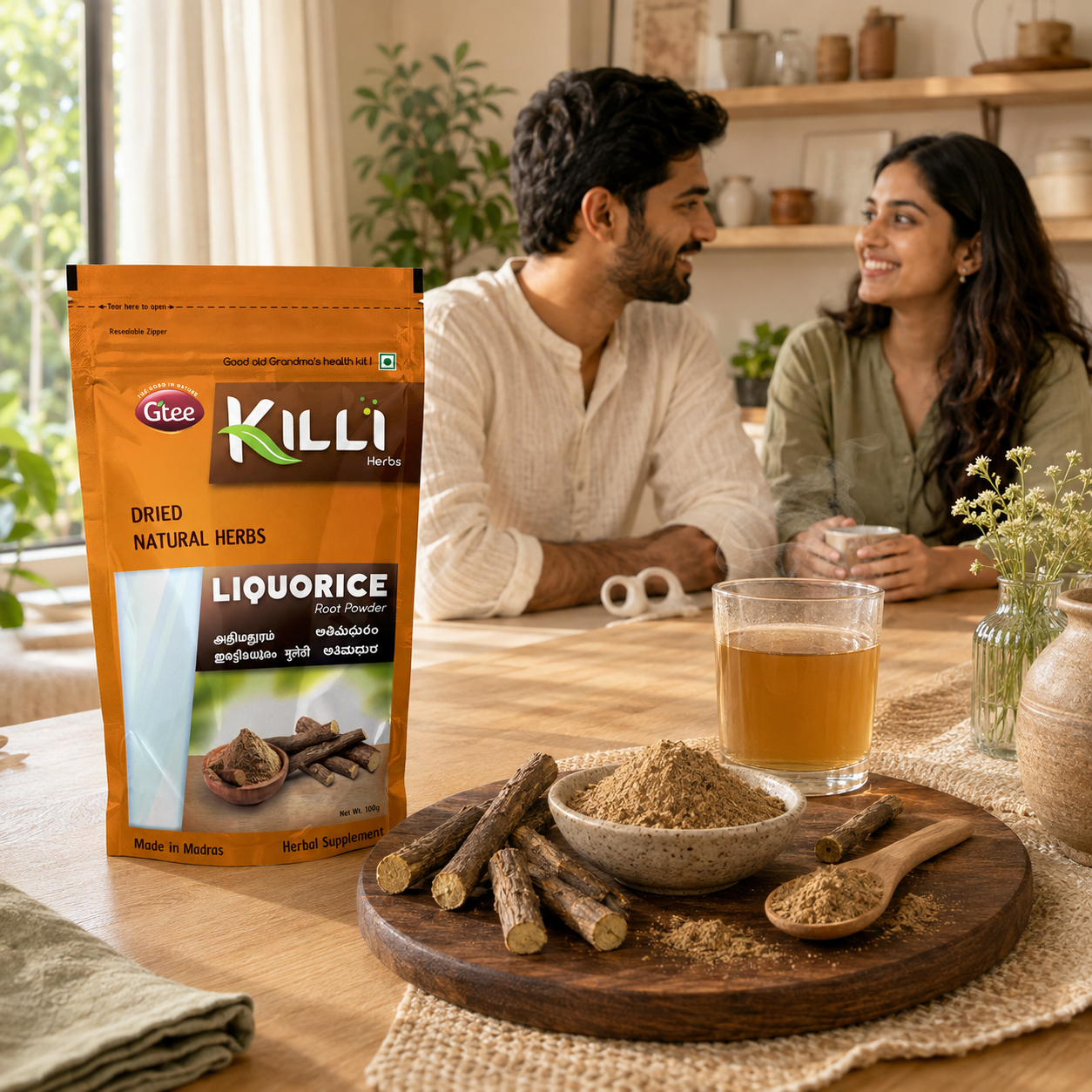 Killi Liquorice | Adhimadhuram | Mulethi Root Powder | A Natural Sweetener with a Legacy, 100g