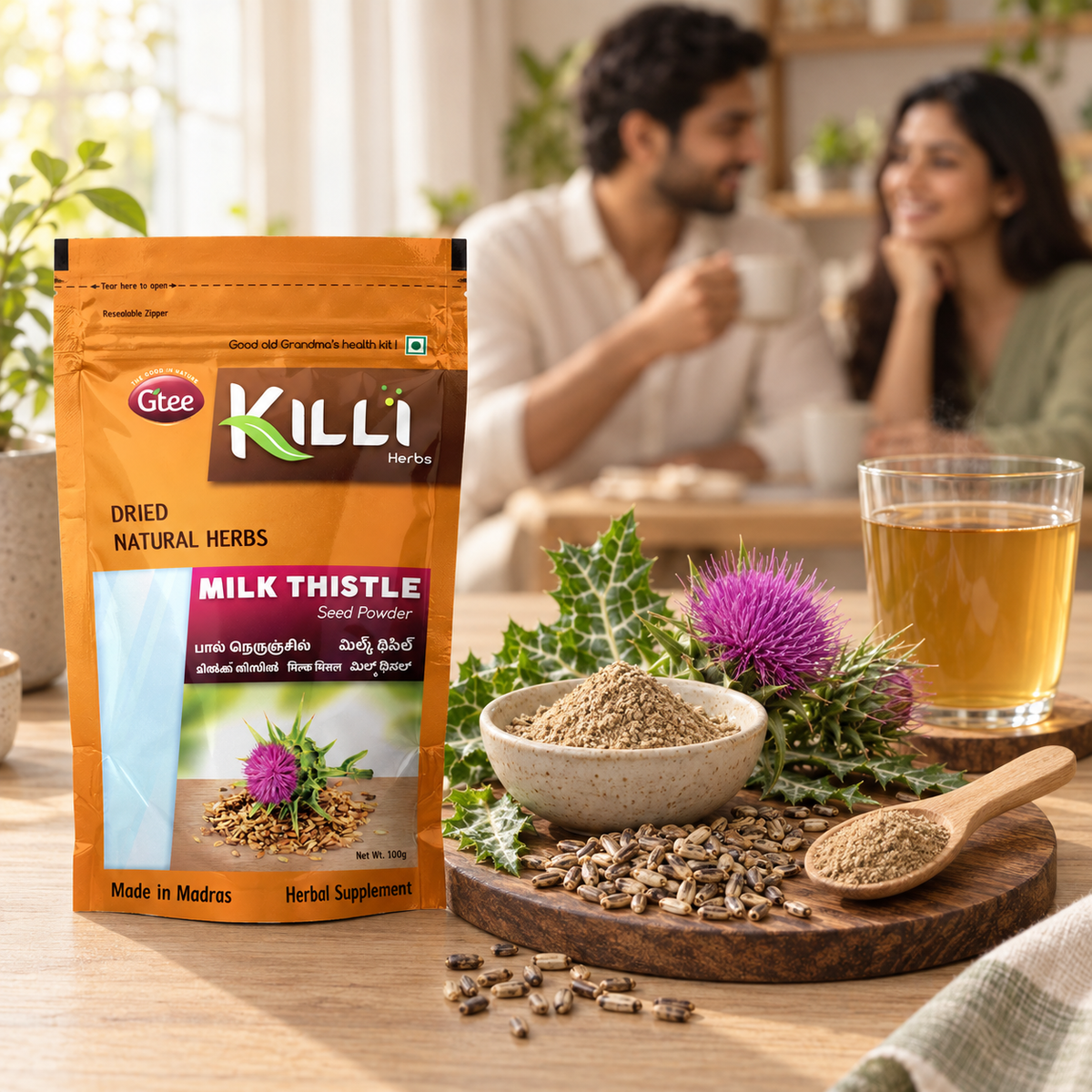 KILLI Milk Thistle | Paal Nerunjil | Silybum marianum Seed Powder, 100g | A Traditional Herbal Seed Ritual