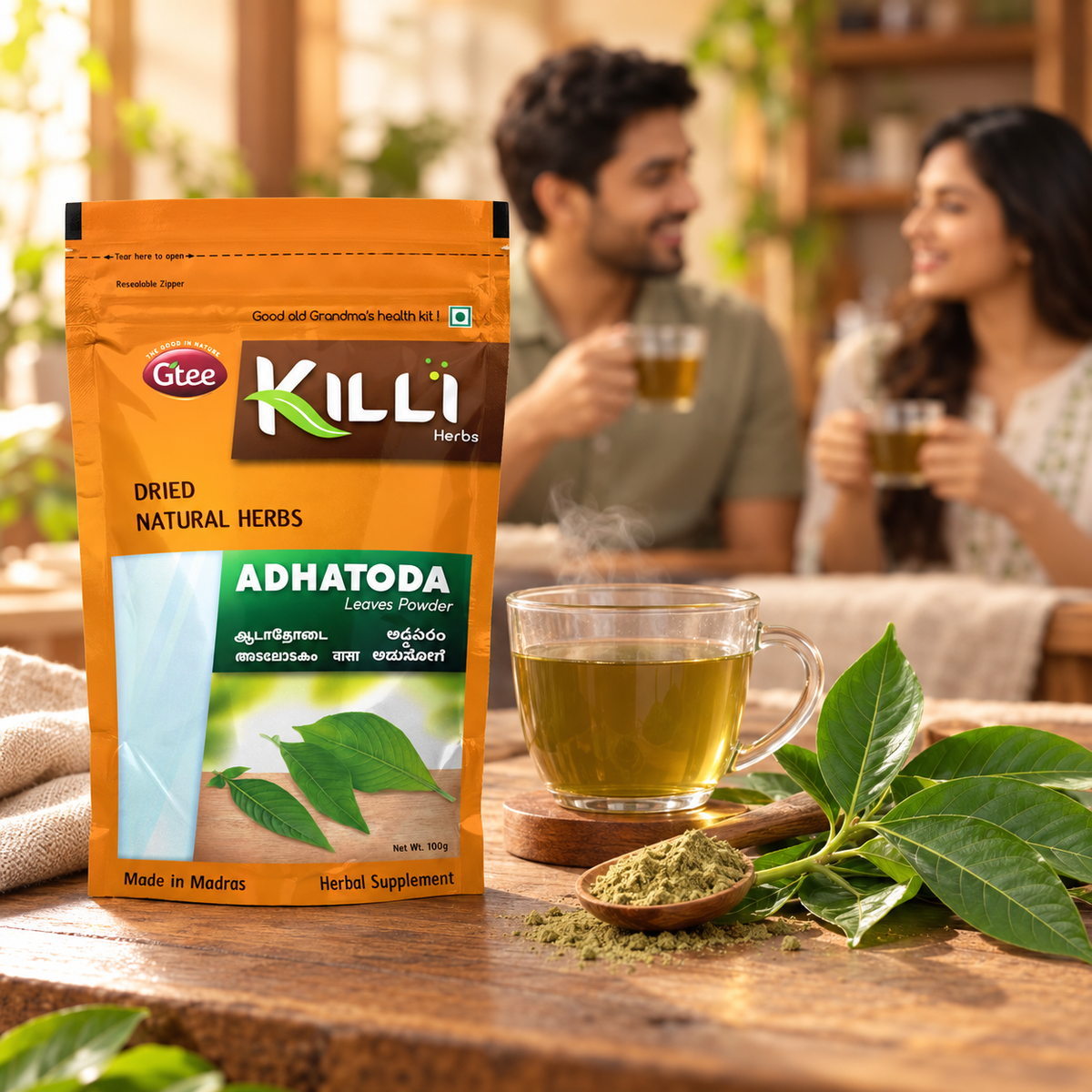 KILLI Adhatoda | Aadathodai | Adusa | Adalodakam | Addasaram | Adusoge Leaves Powder, 100g | A Traditional Household Herb