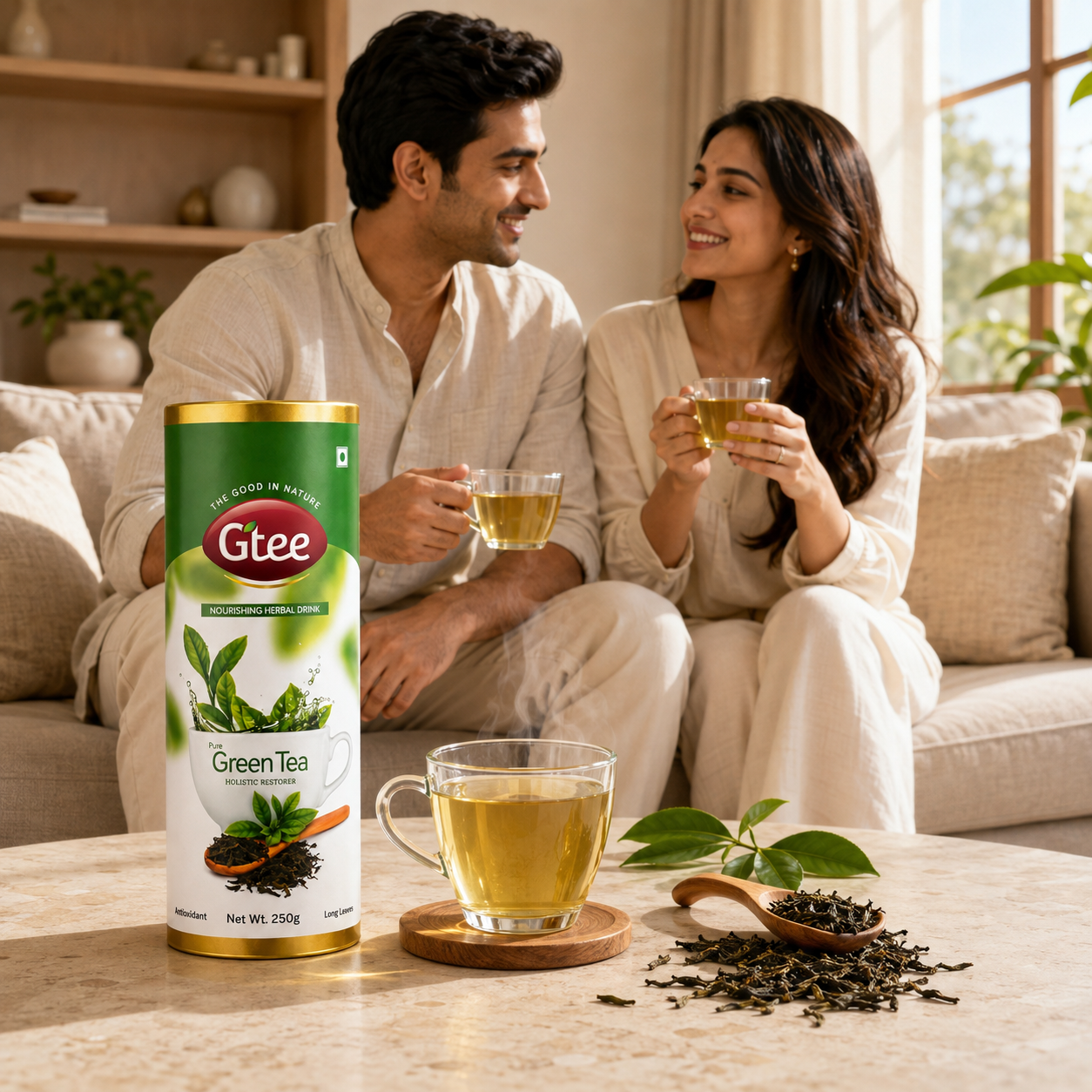 GTEE Green Tea Leaves Can, 100g | Pure Loose Leaf Green Tea | A Holistic Restorer for Every Day