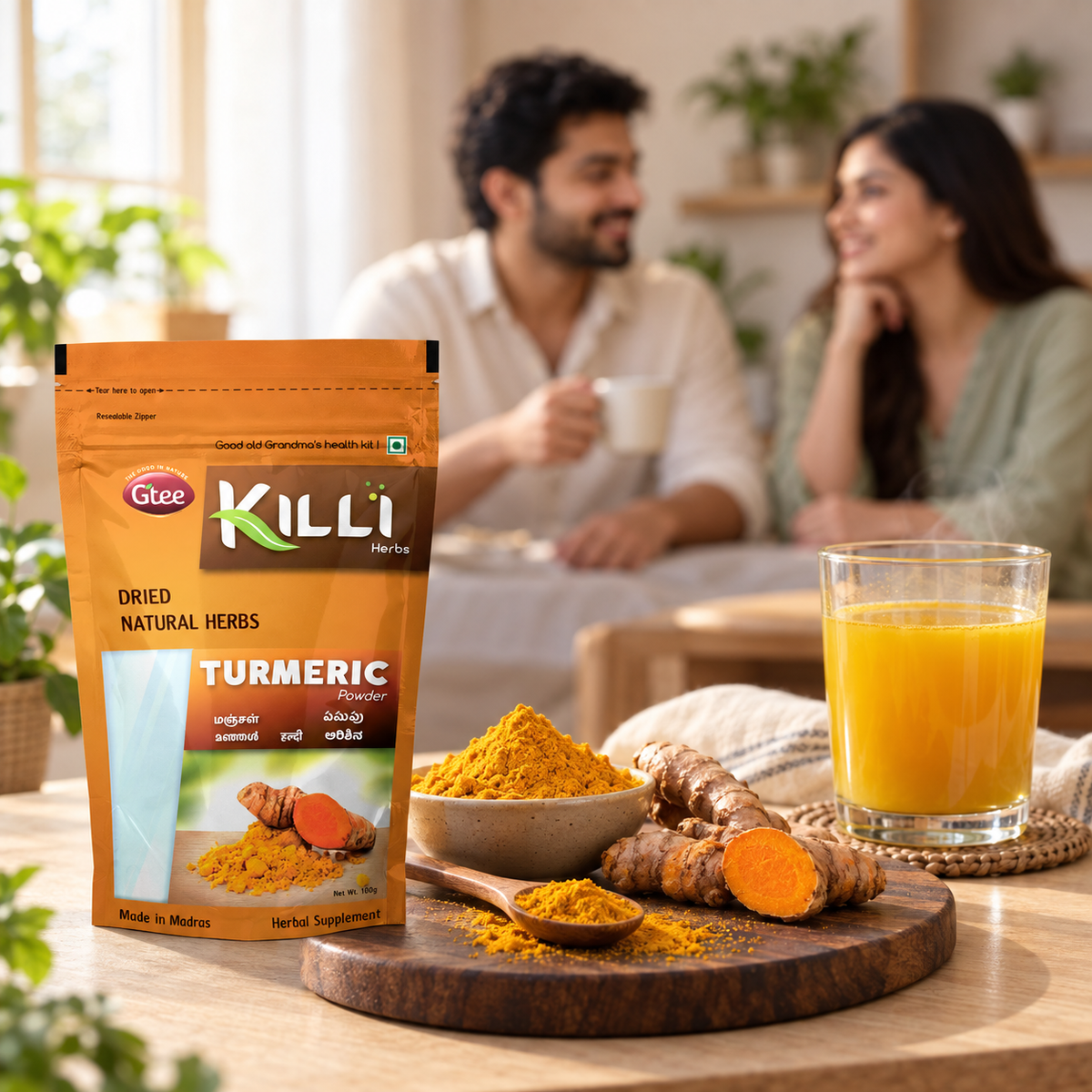 KILLI Turmeric | Manjal | Haldi | Pasupu | Curcuma longa | Arishina Powder, 100g | A Golden Everyday Ritual