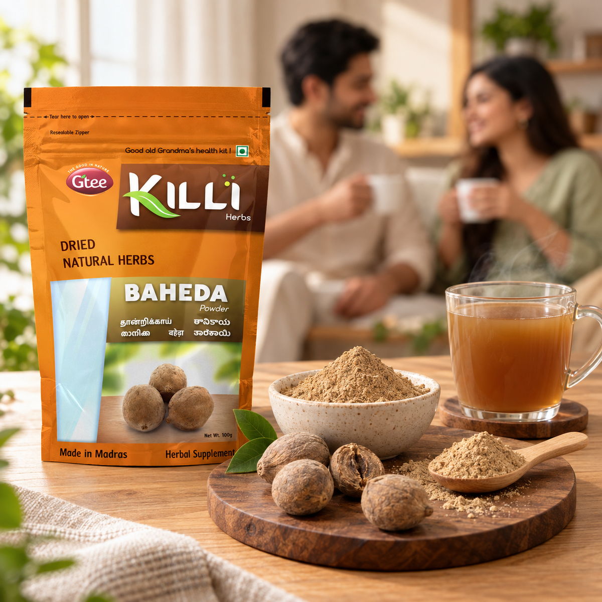 KILLI Baheda | Thandrikkai | Beleric | Thanikka | Tanikaya | Tarekayi Powder, 100g | A Traditional "Three Fruits" Ritual