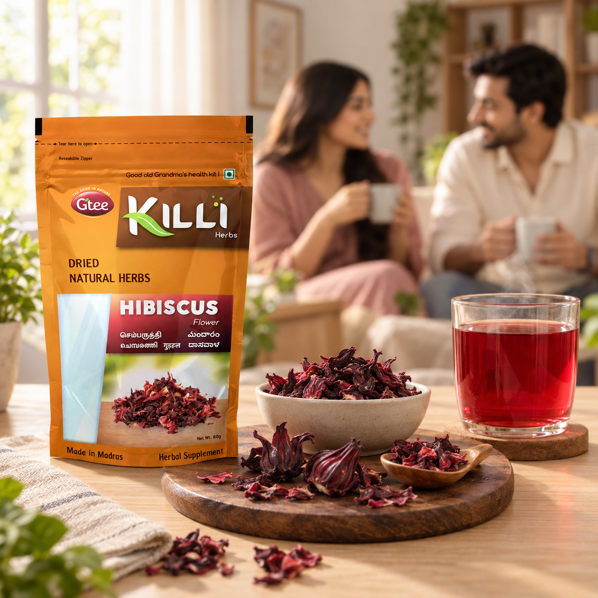 KILLI Hibiscus | Sembaruthi | Gudhal | Chembarathi | Mandara | Dasavala Flower, 60g | A Naturally Cooling Everyday Ritual