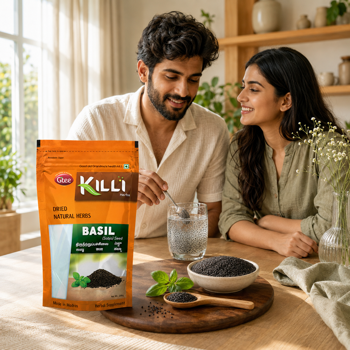 Killi Basil (Sabja) Seed | A Naturally Cooling Kitchen Staple, 200g