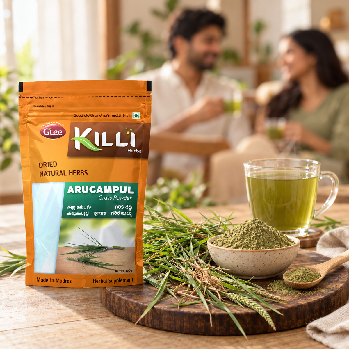 KILLI Bermuda | Arugampul | Doob | Karuka | Garika | Garike Grass Powder, 100g | A Traditional Household Ritual