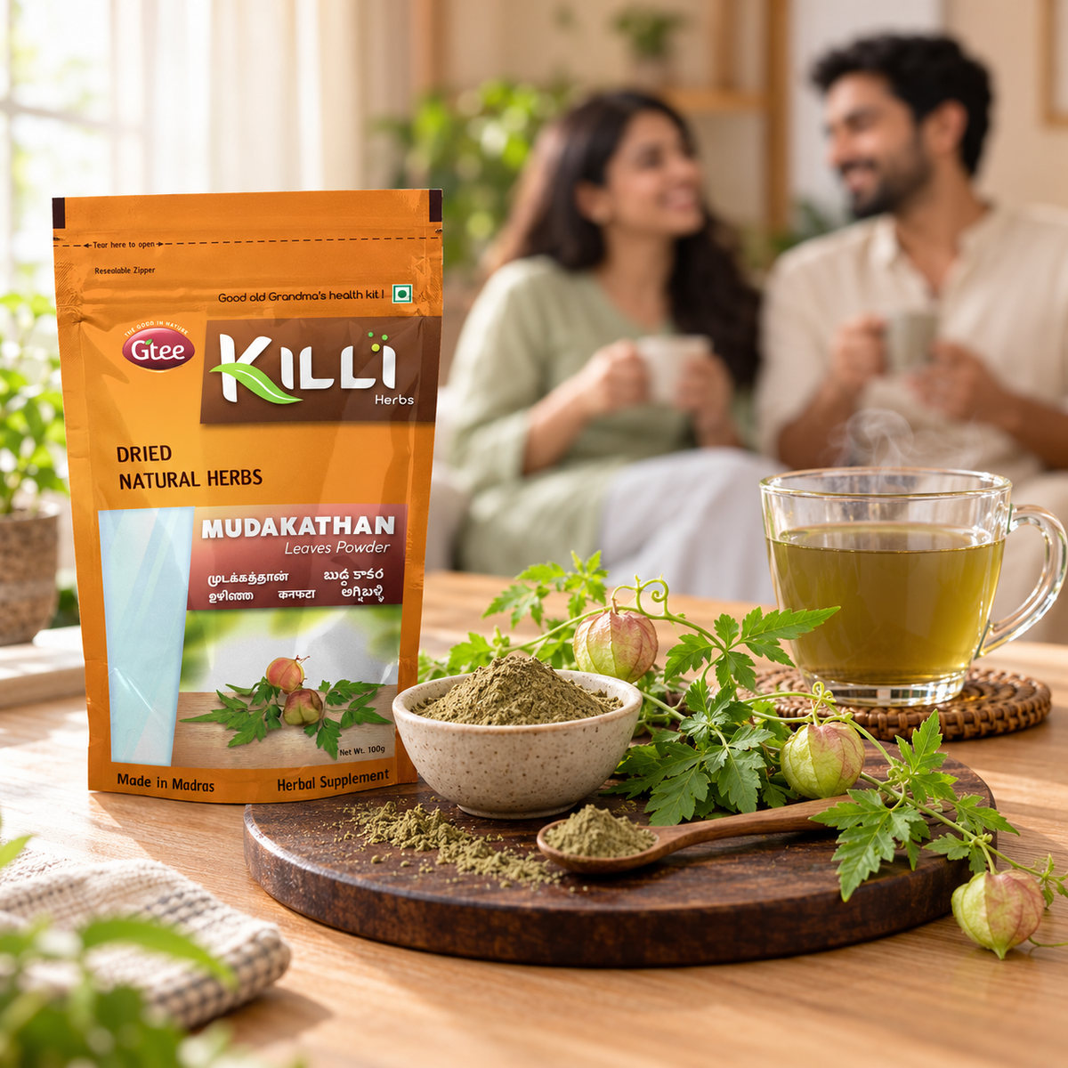 KILLI Mudakathan | Balloon Vine | Kanphata | Uzhinja | Buddakakara | Agniballi Leaves Powder, 100g | A Traditional South Indian Kitchen & Wellness Staple