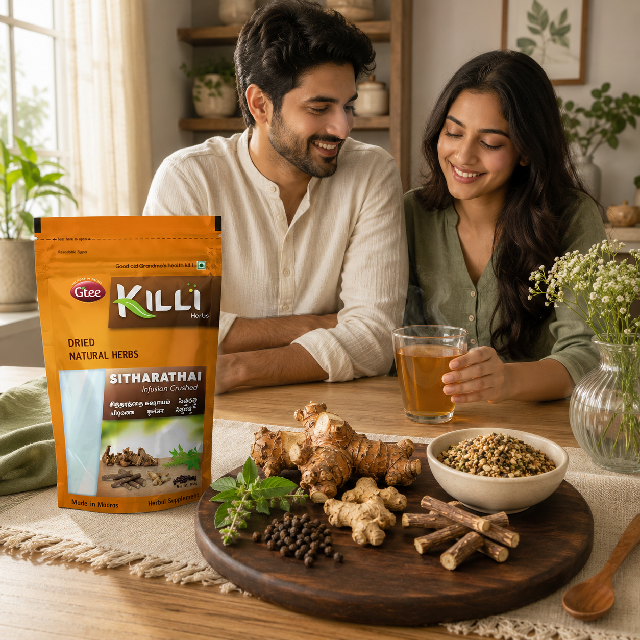 Killi Sitharathai | Lesser Galangal | Kulanjan | Chittaratha | Sitharathe Infusion Crushed Grandma's Cold & Cough Remedy