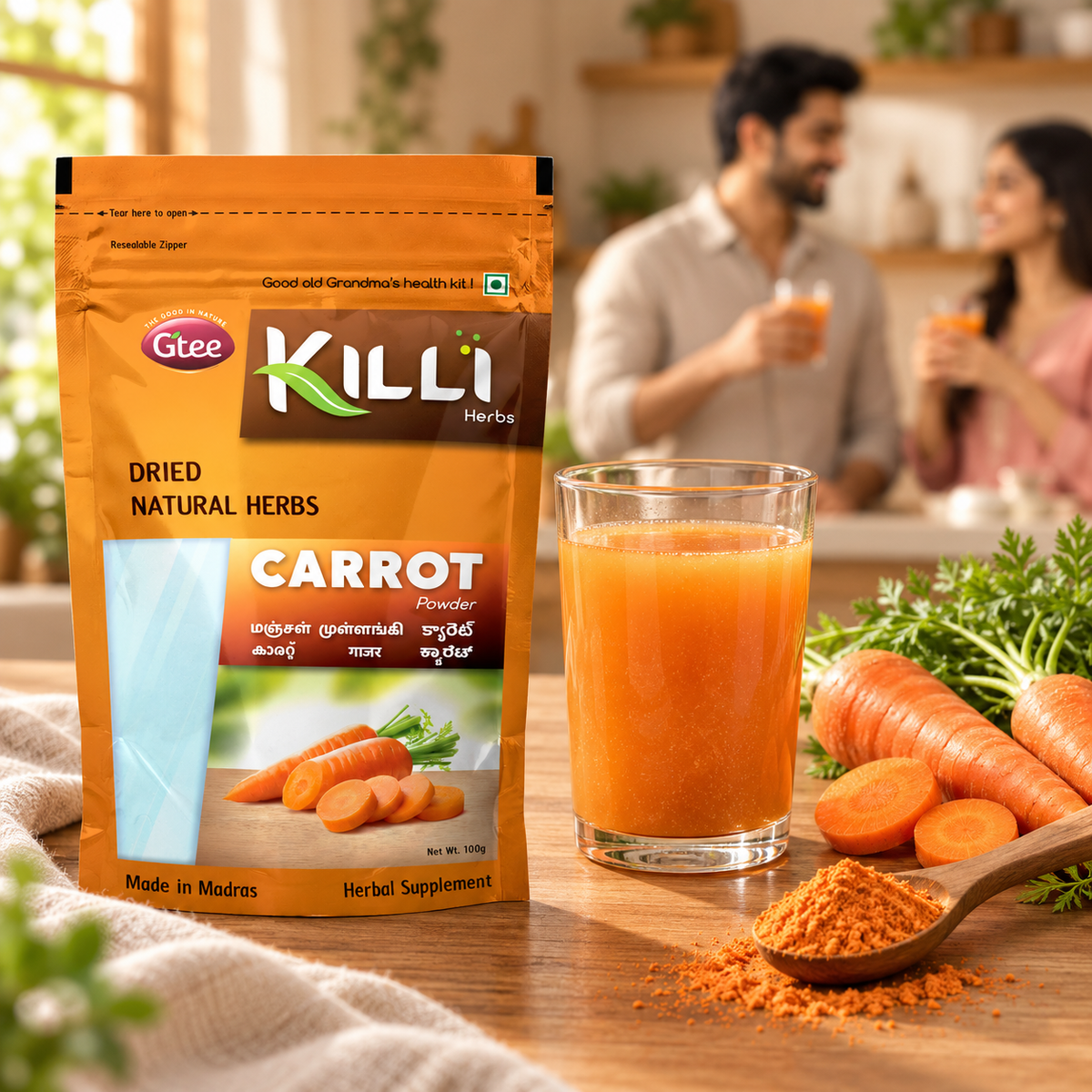 KILLI Carrot | Gajar Powder, 100g | A Nutrient-Rich Everyday Ritual