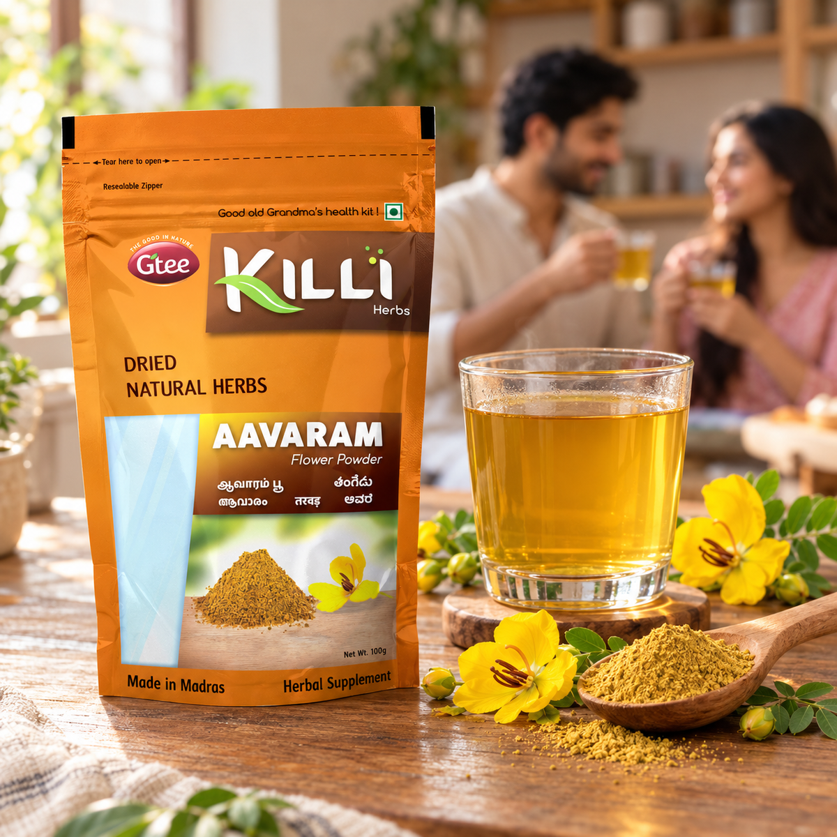 KILLI Aavarampoo | Tarwar | Avaram | Tangedu | Aavarike Flower Powder, 100g | A Traditional Flower Ritual, Two Ways