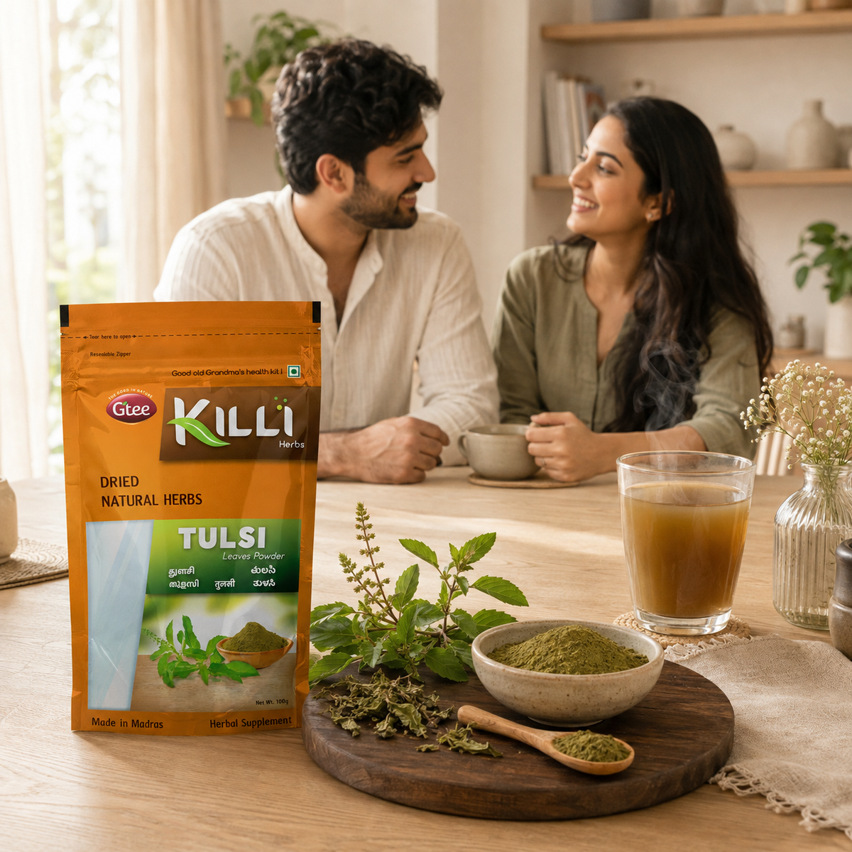 Killi Tulsi Leaves Powder | Thulasi | A Household Remedy for Cold and Cough, 100g