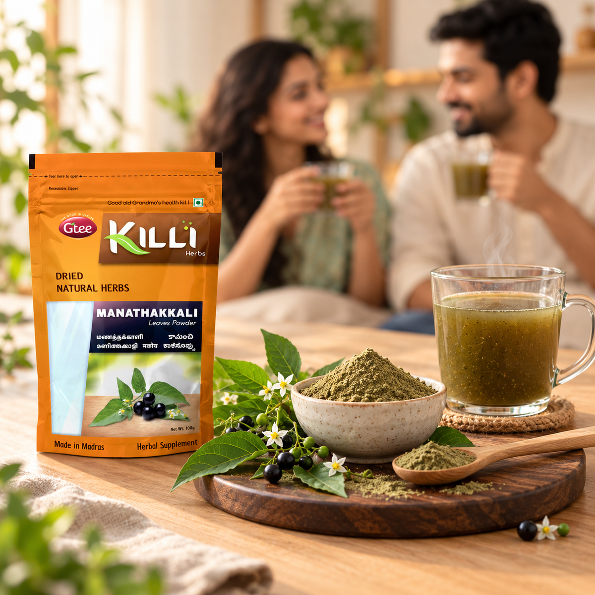 KILLI Manathakkali | Makoy | Black Nightshade | Manithakkali | Kamanchi Leaves Powder, 100g | A Traditional South Indian Kitchen Staple
