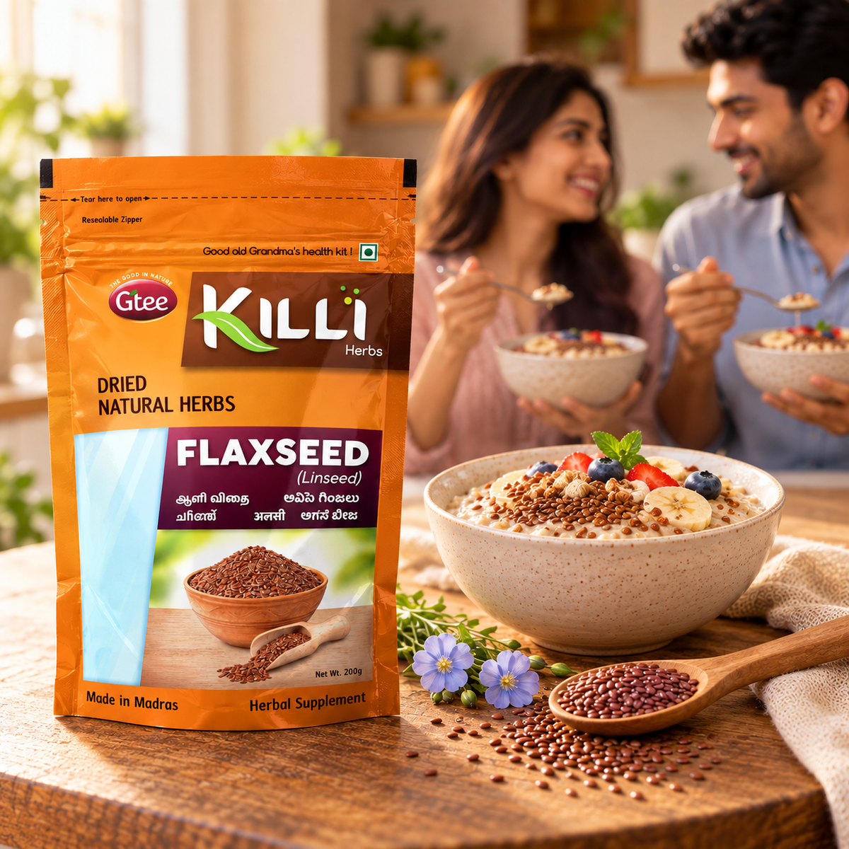KILLI Flax Seed | Aali | Alsi | Cheruchana | Avisa | Agase, 200g | A Nutrient-Dense Kitchen Staple