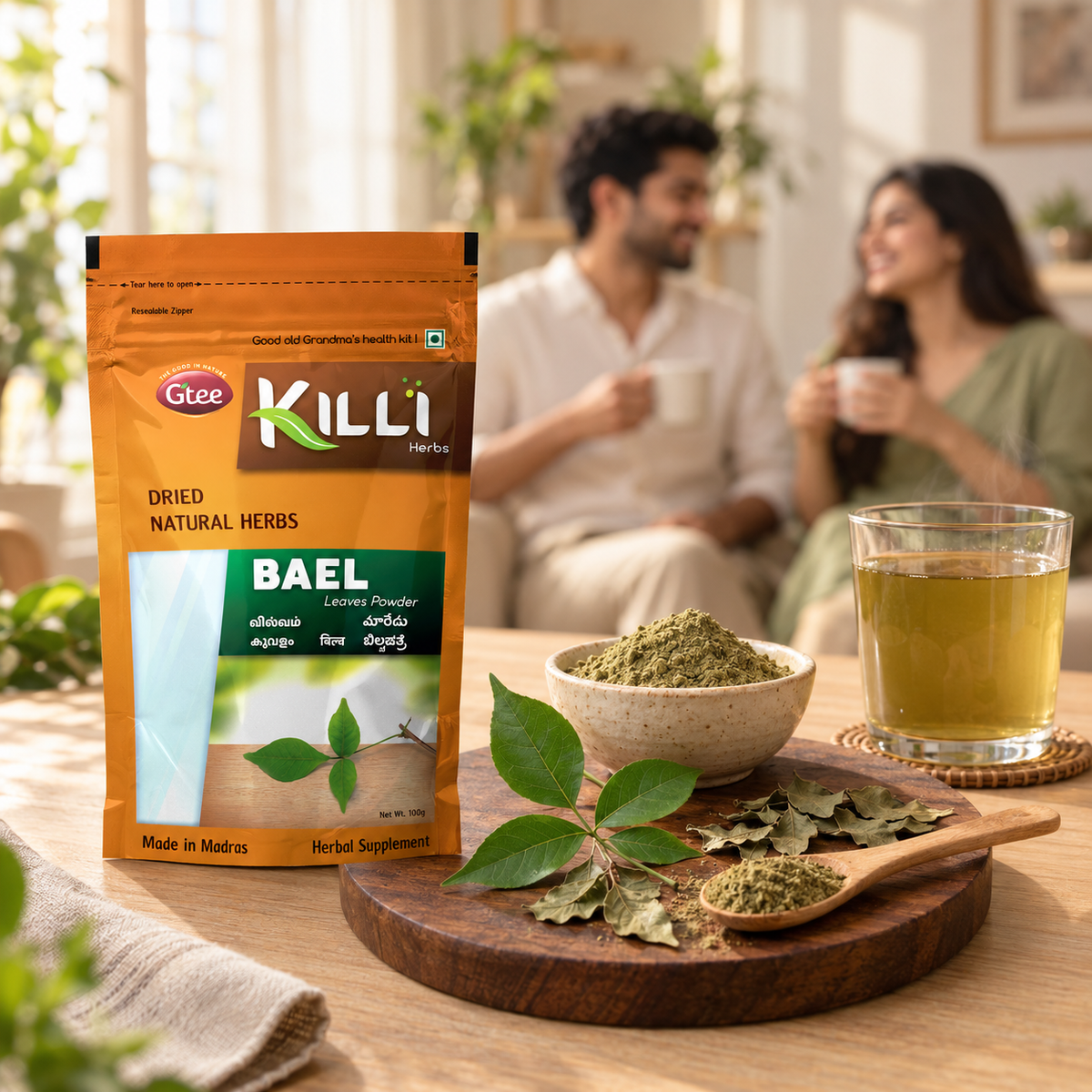 KILLI Bael | Vilvam | Bilva | Koovalam | Maredu | Bilvapatre Leaves Powder, 100g | A Traditional Household Herbal Ritual