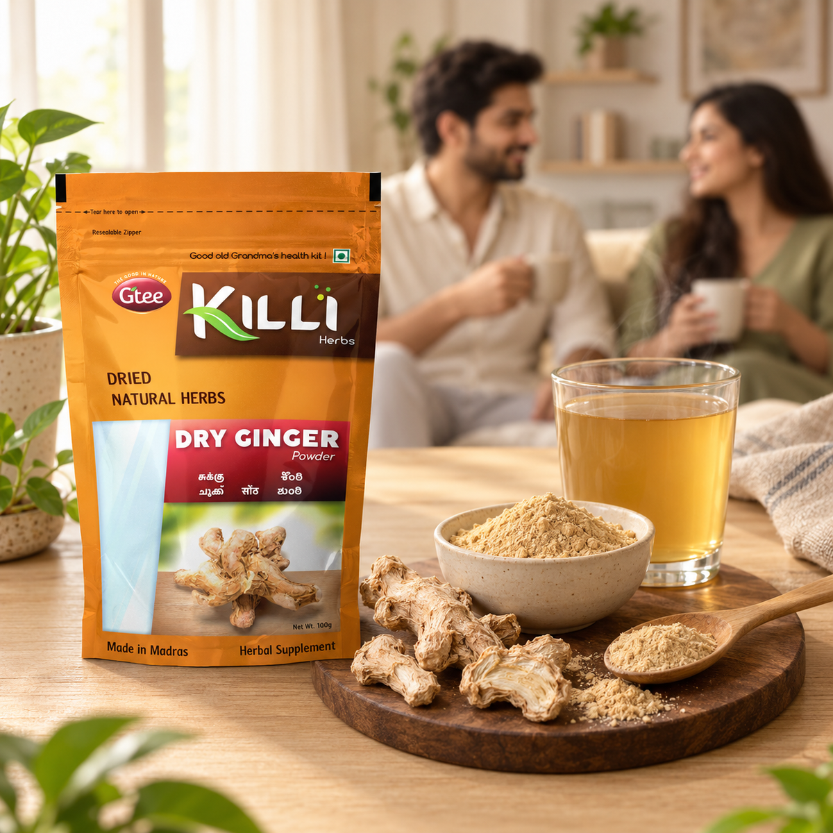 KILLI Dry Ginger | Sukku | Sonth | Chukku | Sonti | Onashunti Powder, 100g | A Warming Kitchen & Wellness Staple