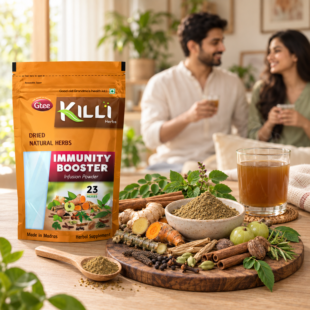 KILLI Immunity Booster Infusion Powder, 100g | A 23-Herb Traditional Wellness Blend