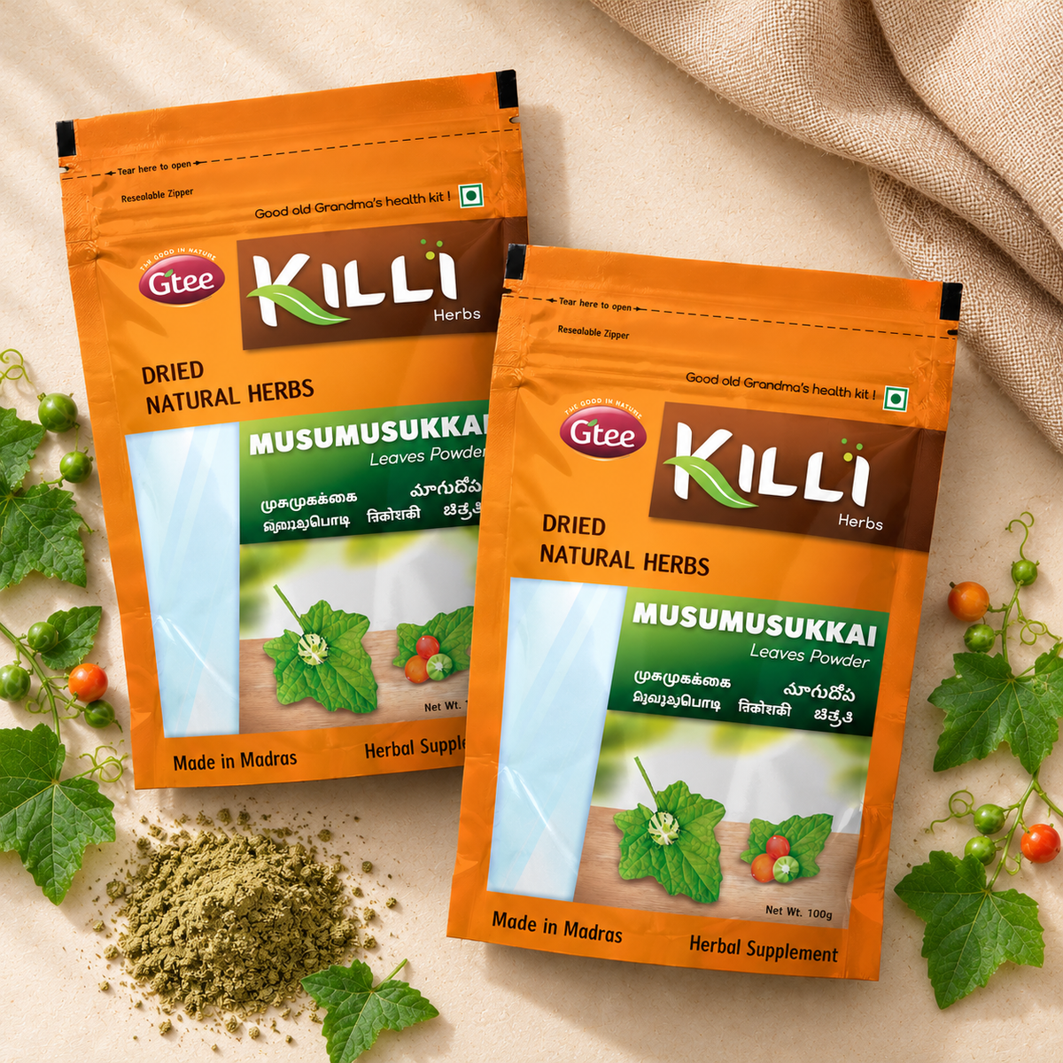 KILLI Musumusukkai | Mukia maderaspatana Powder, 100g | A Traditional South Indian Household Ritual